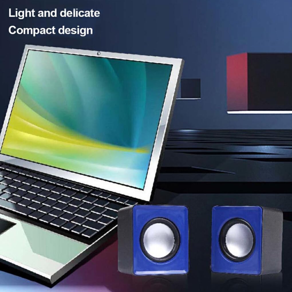 Nilioyul USB Computer Speakers with Subwoofer - Mini Plastic Universal Loudspeaker for Laptop & Desktop, Home Office PC Sound System (Black) | Perfect for Gaming, Music & Video Conferencing