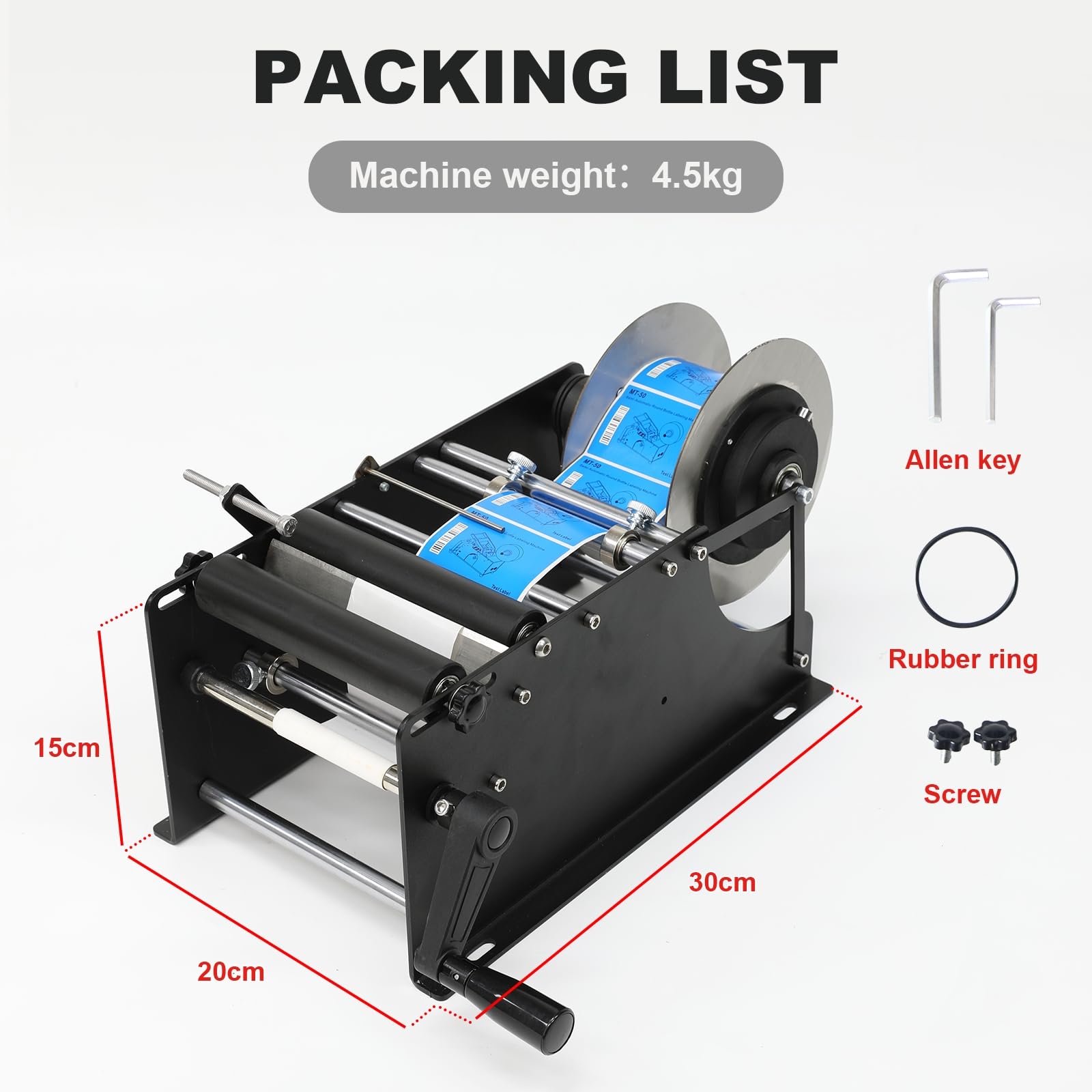 Manual Round Labeling Machine with Handle - Handheld Bottle Label Applicator for Glass & Metal Containers - Perfect for Home Brewing, Cosmetics & DIY Projects