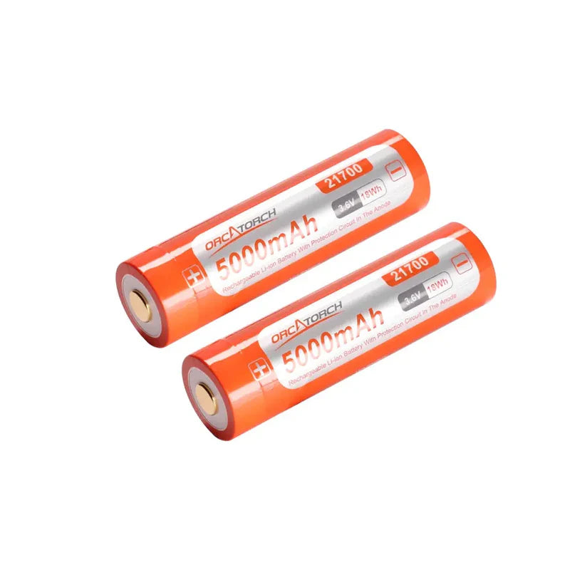 OrcaTorch 21700 USB C Rechargeable 5000mAh Battery - High Capacity Lithium Ion Battery for Flashlights, Vape Mods & Portable Electronics - Perfect for Camping, Emergency Kits & Outdoor Adventures