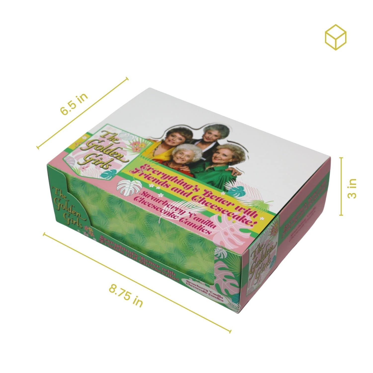 Golden Girls Strawberry Vanilla Cheesecake Candy - Collectible Candy Tin with 2 GosuToys Stickers (2 Pack) | Vintage-Inspired Sweets for Parties, Gifts & Nostalgic Treats