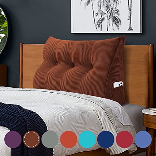 **WOWMAX Large Triangular Reading Pillow - Wedge Bolster Headboard Support with Removable Cover for Daybed, Bunk Bed (39x8x20inch, Coffee) - Perfect for Reading, Relaxing & Back Support**