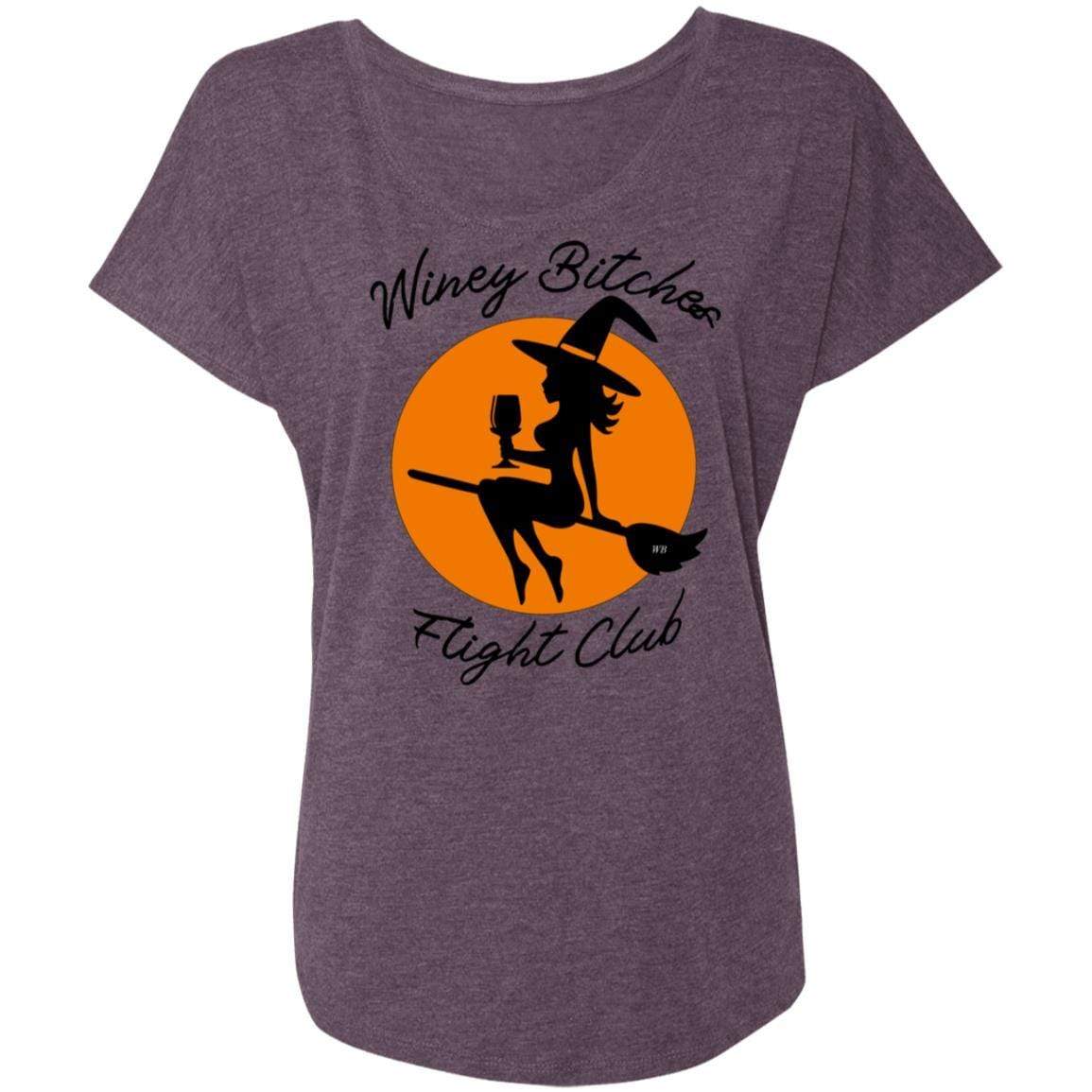 Winey Bitches Flight Club Ladies' Triblend Dolman Sleeve T-Shirt - Soft Comfortable Women's Tee for Casual Wear & Wine Tasting Events