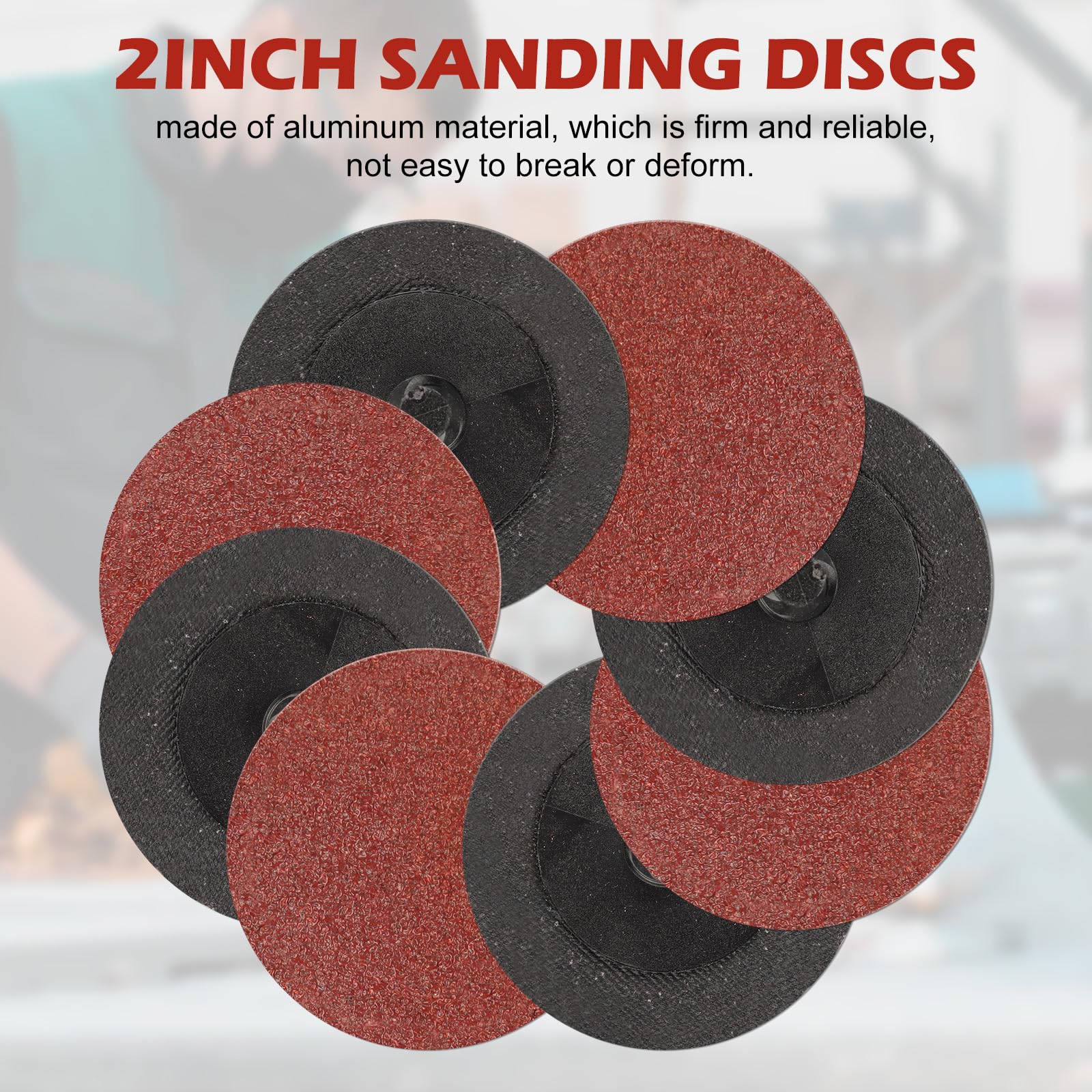 2 Inch Sanding Discs 100 Pack - 60 Grit Quick Change Sanding Discs for Die Grinder - Surface Prep, Strip, Grind, Finish, Burr & Rust Paint Removal - Ideal for Woodworking, Metal Polishing & Automotive Repair