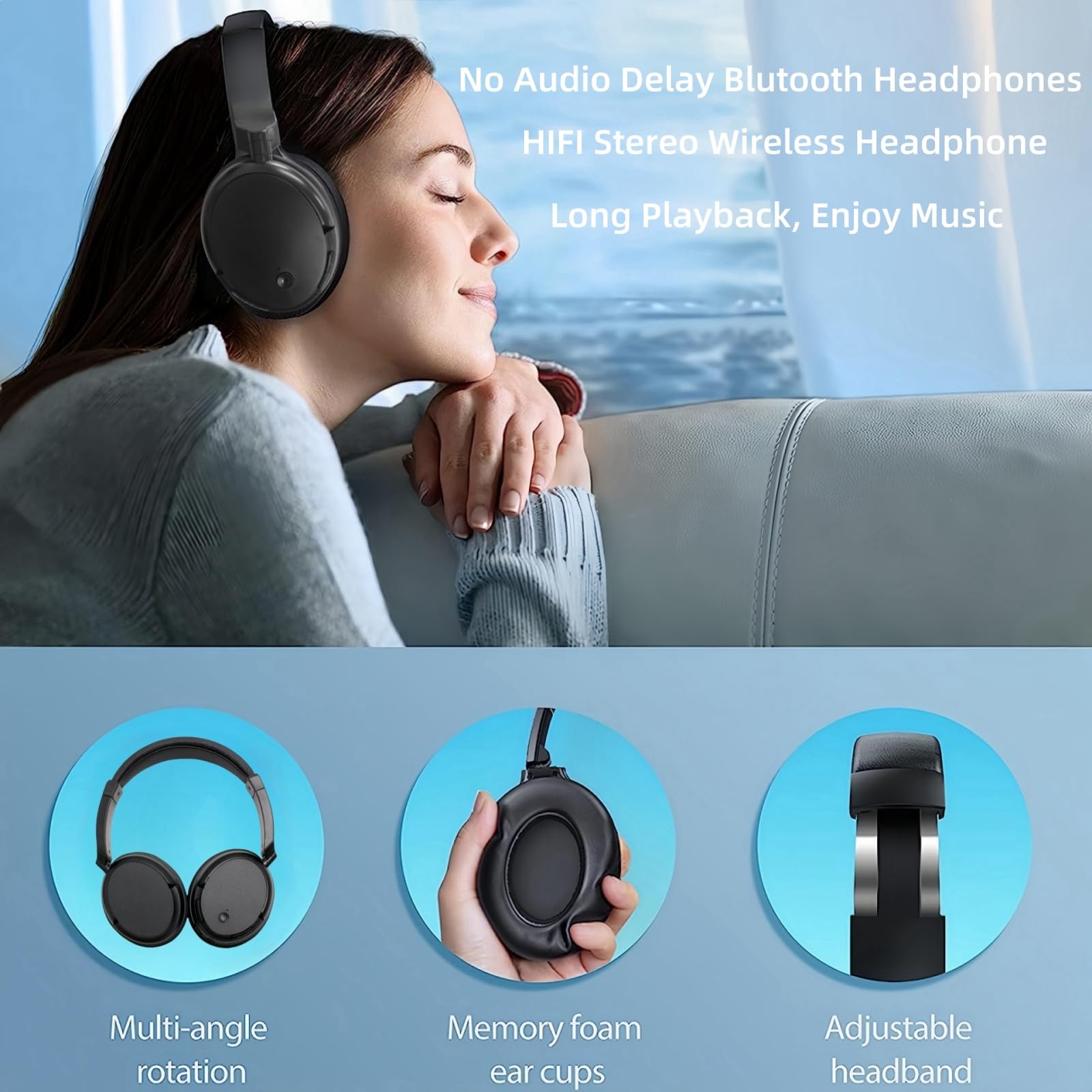 PROW Wireless TV Headphones with USB Transmitter | Bluetooth 5.3 Headset for Seniors & Elderly | No Audio Delay | 30H Battery Life | Comfortable Over-Ear Design | Perfect for Watching TV, Movies & Relaxing at Home