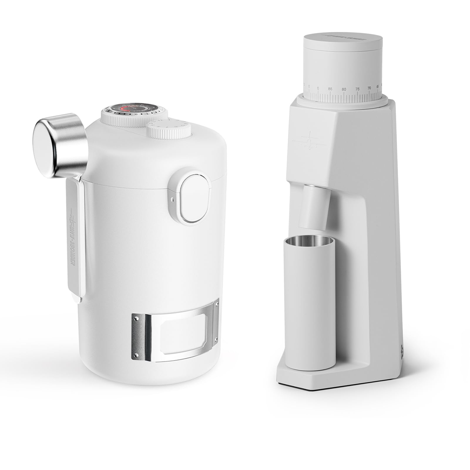 Premium Electric Conical Burr Coffee Grinder with Airtight Canister - Adjustable Grind Size for Espresso, Drip & French Press - Compact Countertop Design for Home & Office Use (White)
