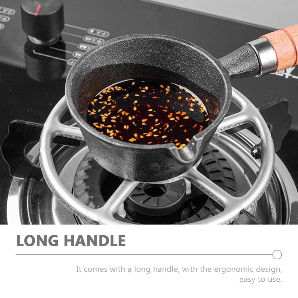 Premium Cast Iron Butter Warmer & Mini Egg Frying Pan - Wood Handle Soup Sauce Pot for Melting, Boiling & Cooking - Perfect for Kitchen, Camping & Outdoor Use