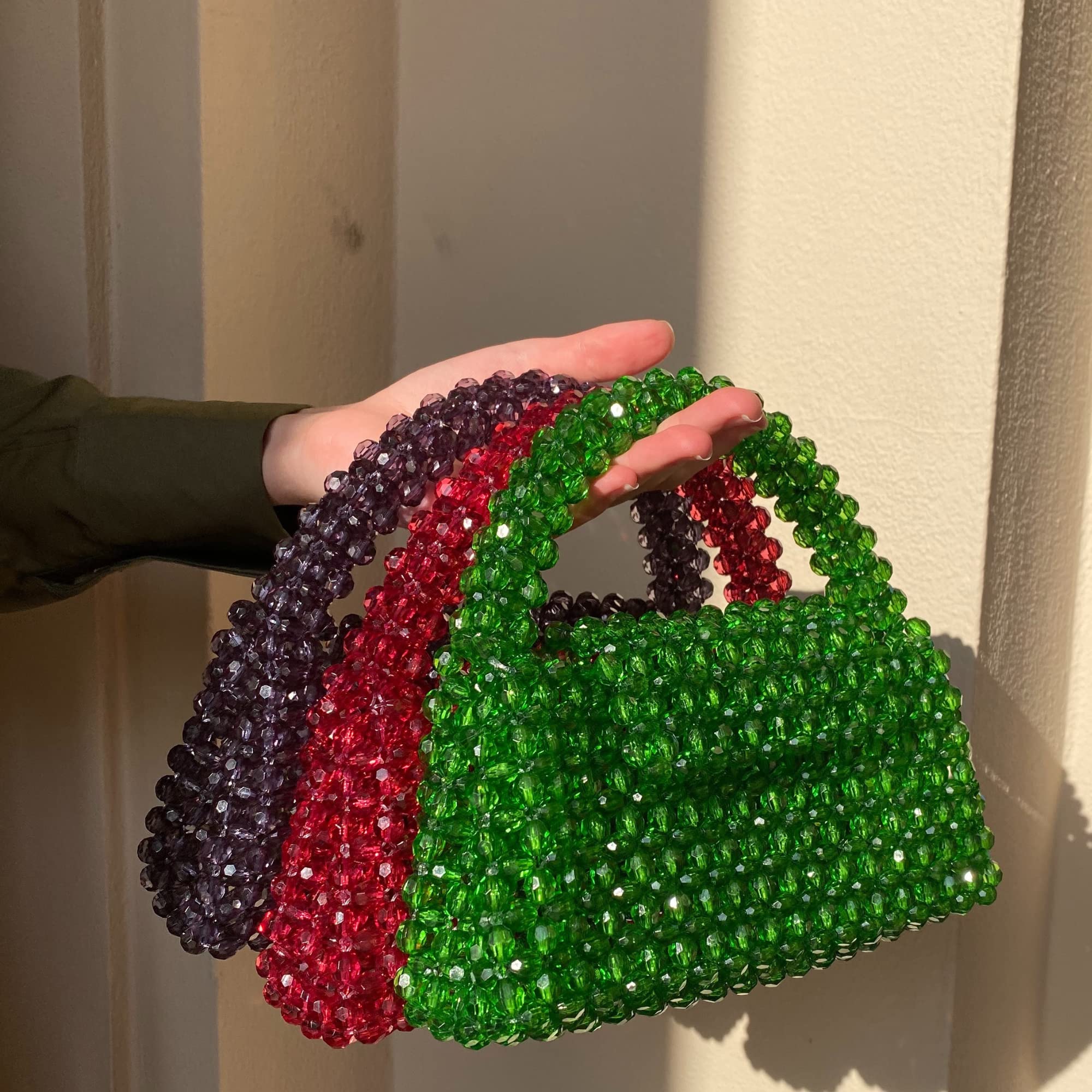 Melie Bianco Sherry Bag - Women's Luxury Beaded Handbag with Top Handle - Elegant Foldover Clutch for Parties, Weddings & Evening Events