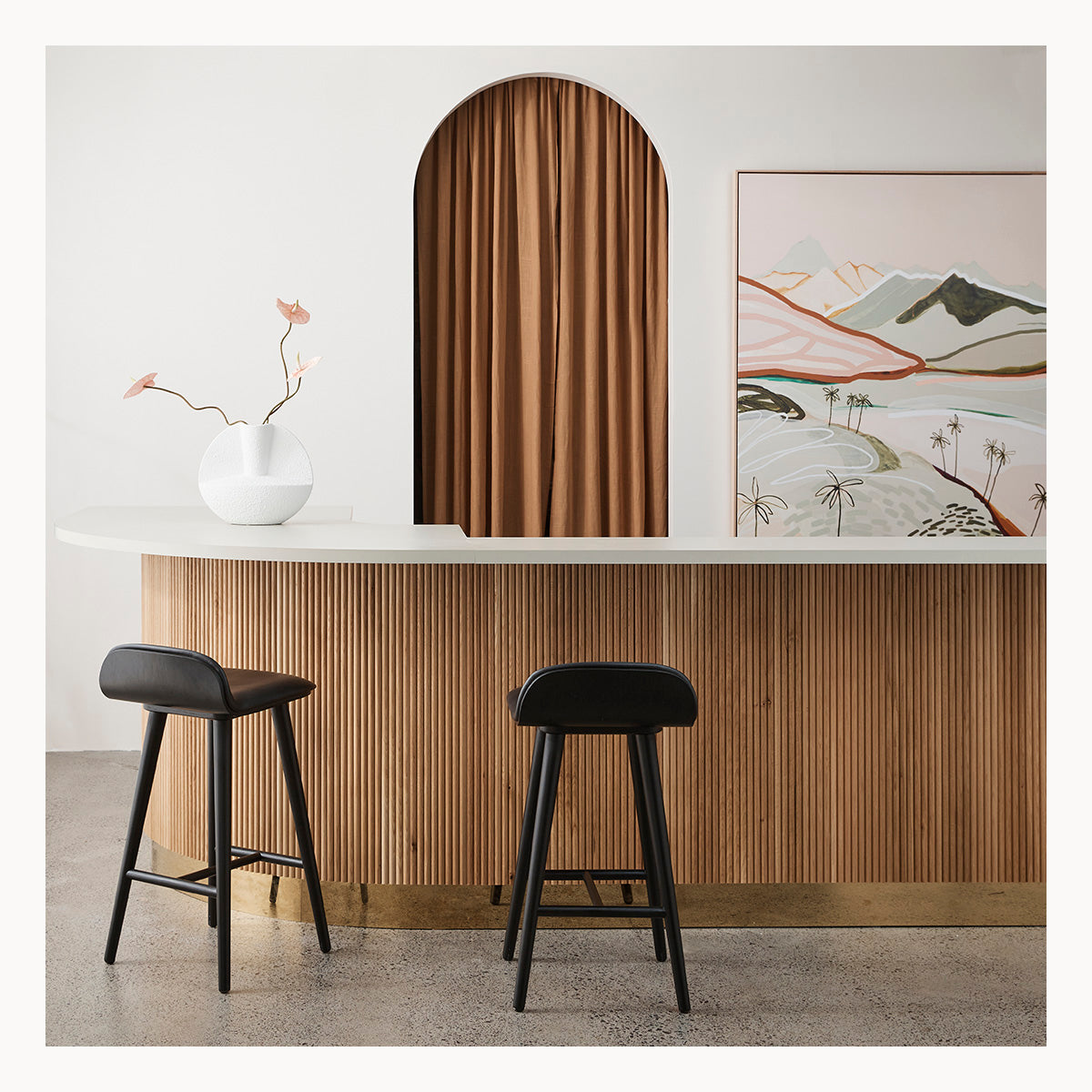 Premium Black Leather Bar Stool - Adjustable Height Modern Counter Stool for Kitchen Island, Home Bar & Dining Room - Comfortable PU Leather Seat with Metal Base