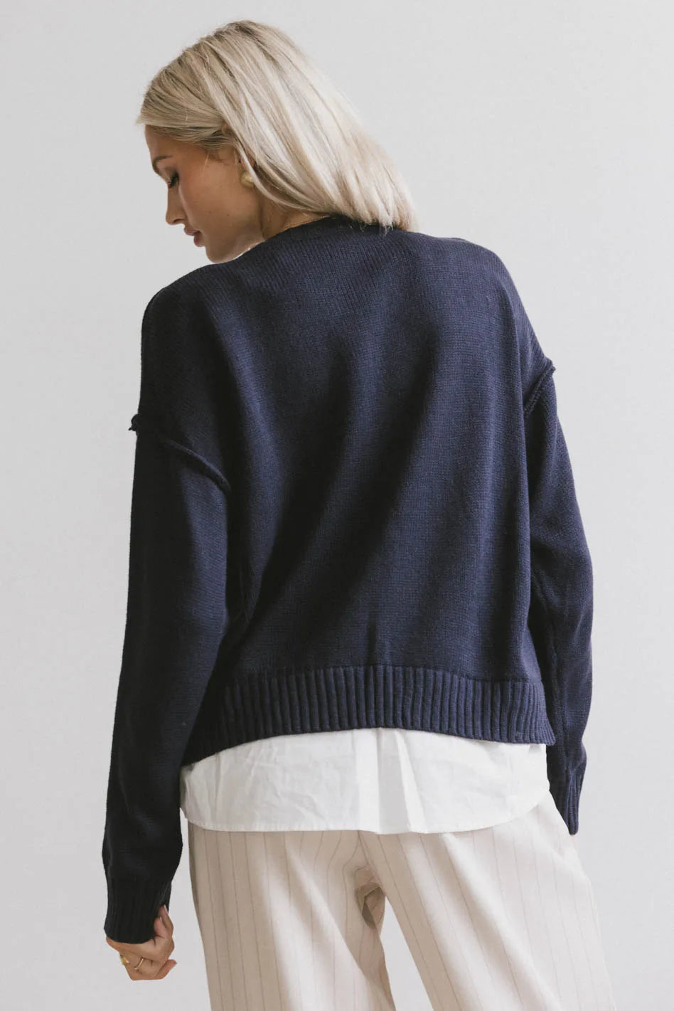 Marcel Knit Sweater for Women - Navy Blue Cozy Pullover | Soft Winter Sweater | Casual & Office Wear | Perfect for Fall & Winter Outfits