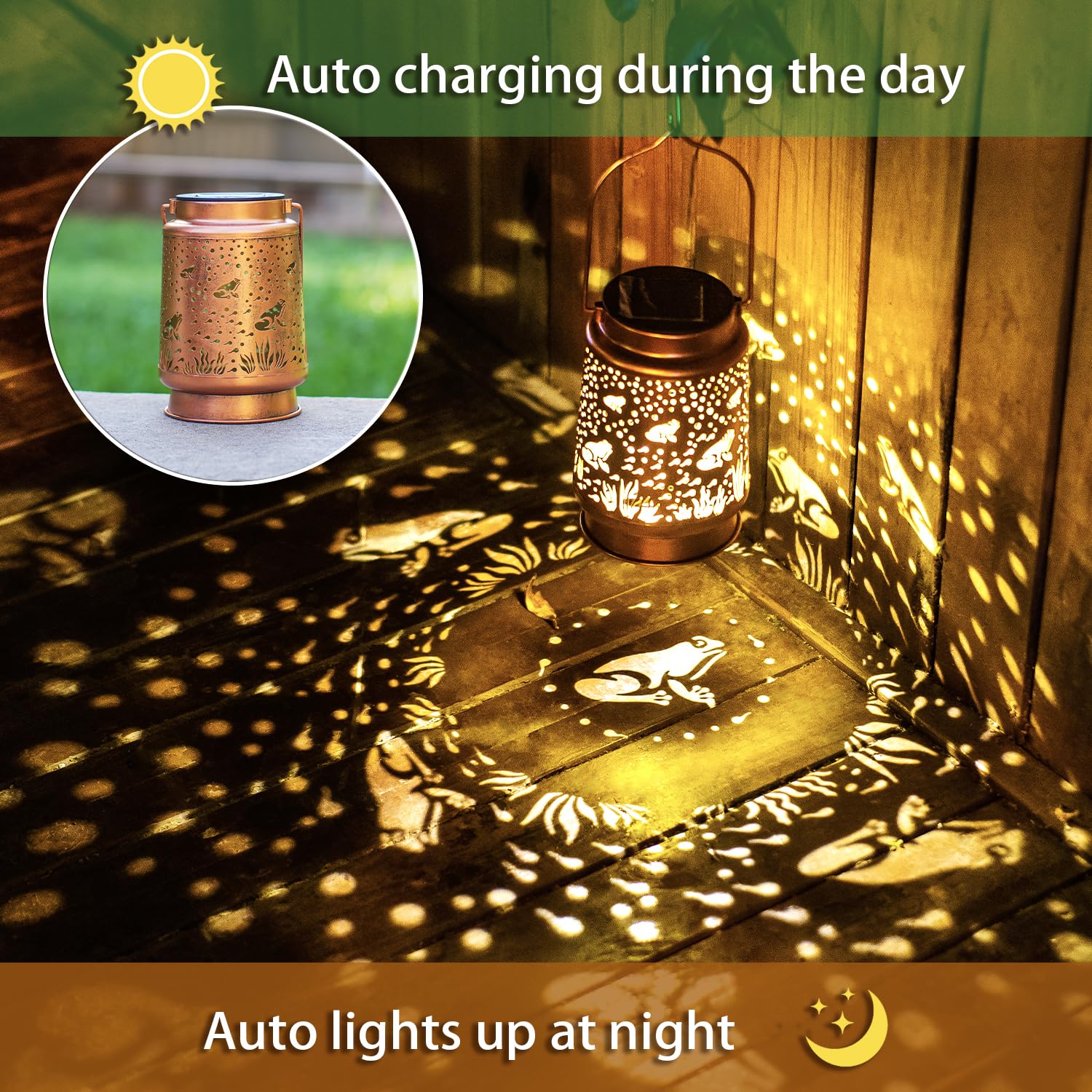 Solar Powered Frog Lanterns - Waterproof Outdoor Hanging LED Lights for Garden, Patio, Yard & Pathway Decor - Unique Metal Frog-Shaped Solar Light Gift for Women & Men - Perfect for Landscape Lighting, Tabletop Display & Lawn Decoration
