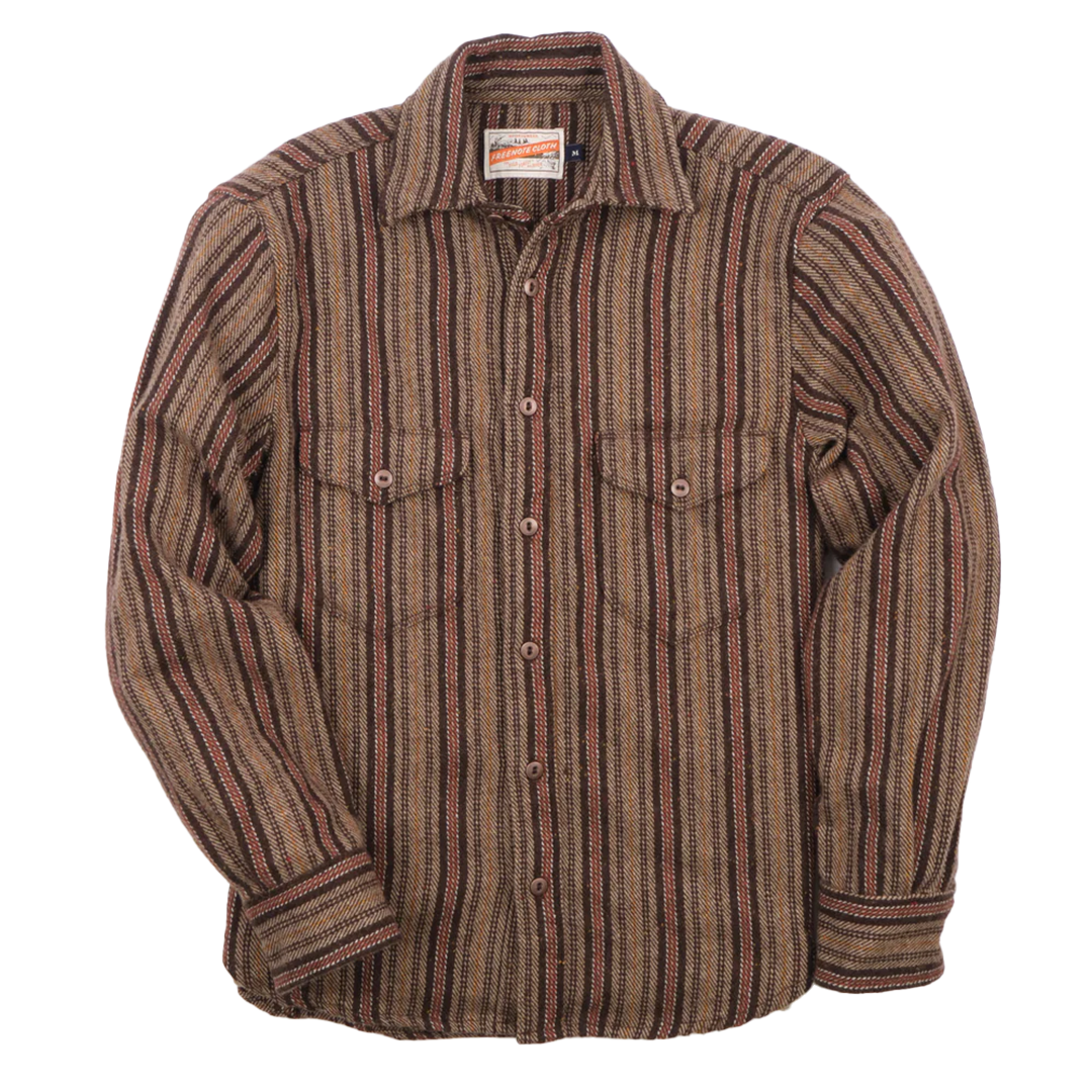 Freenote Bodie Brown Stripe Shirt - Casual Button Down Shirt for Men | Perfect for Office, Date Night & Outdoor Adventures