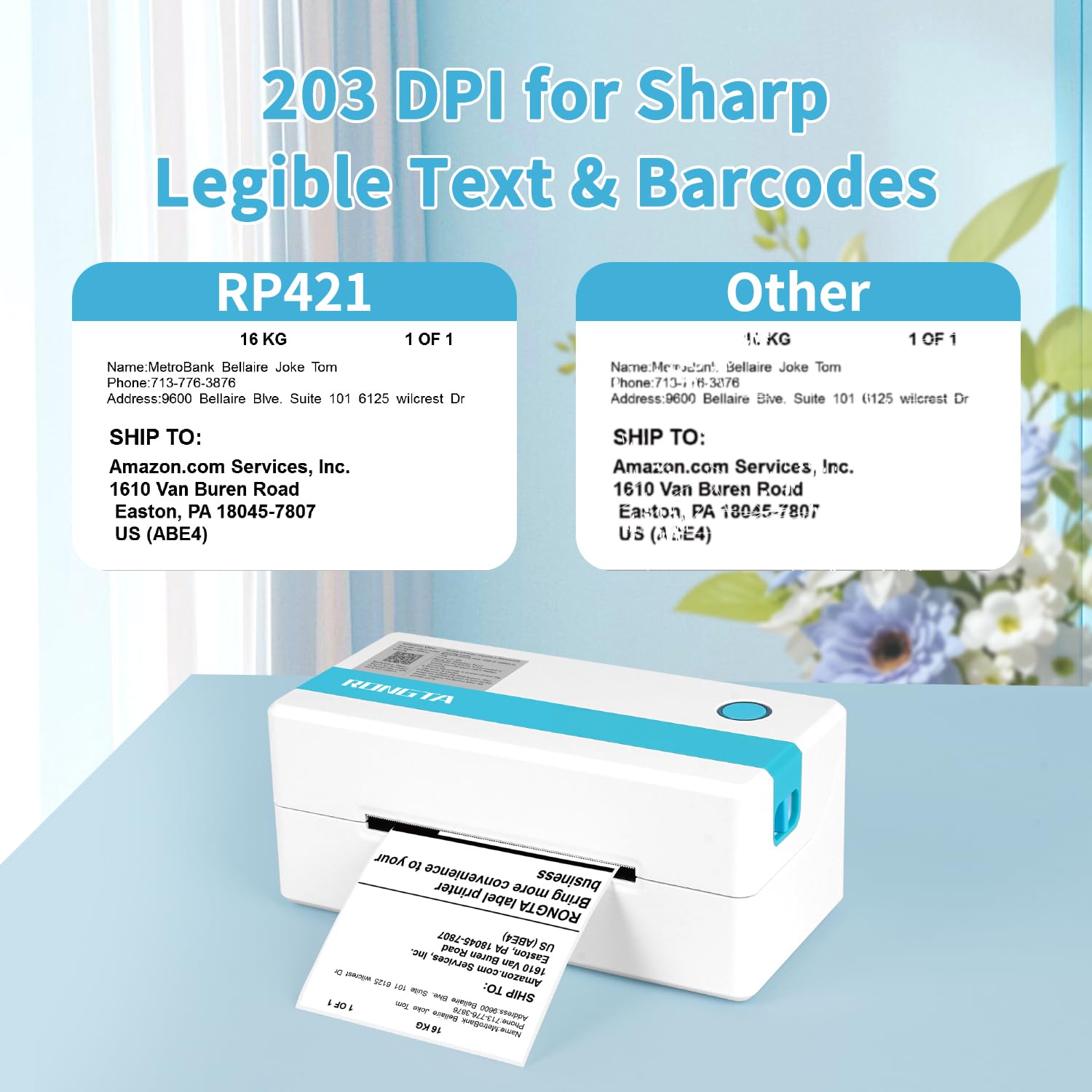 Rongta Bluetooth Thermal Shipping Label Printer - Wireless 4x6 Label Sticker Printer for Packages | Compatible with Windows, Mac, Android & iOS | Ideal for Amazon, eBay, Etsy, Shopify Sellers | Perfect for Home Business, Warehouse & E-commerce Shipping
