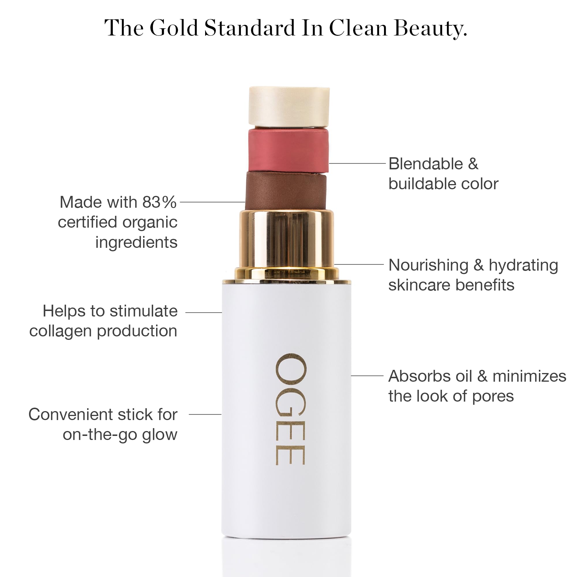 Ogee Face Stick Trio - Organic Golden Contour Stick Makeup Set with Bronzer, Blush & Highlighter for Natural Glow | Vegan, Cruelty-Free | Perfect for Everyday Wear & Special Occasions