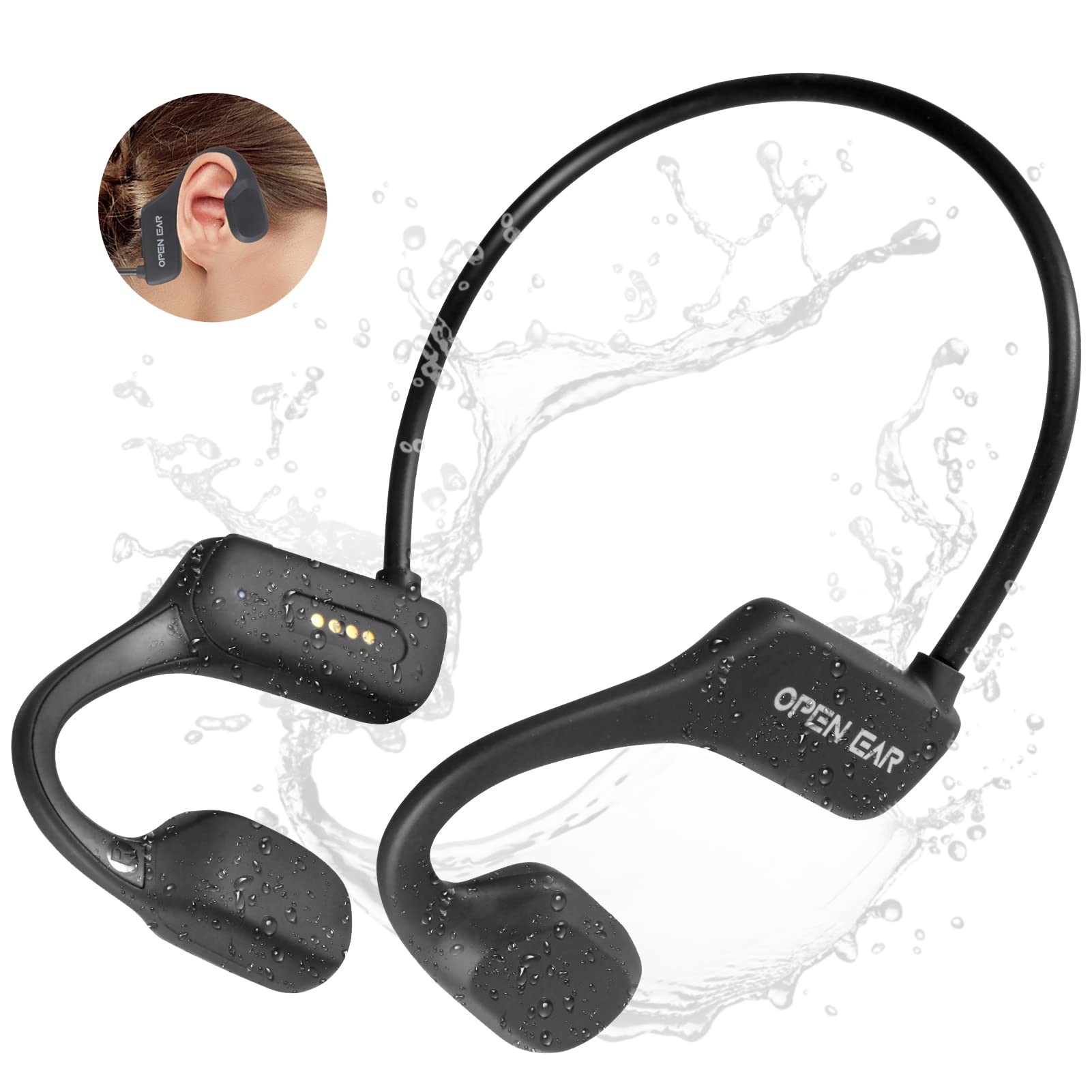 Wireless Bone Conduction Headphones with Bluetooth 5.2 - Open Ear Design, Built-in Mic, IPX5 Waterproof for Running, Cycling, Workouts & Outdoor Sports - Comfortable & Secure Fit for Active Lifestyle