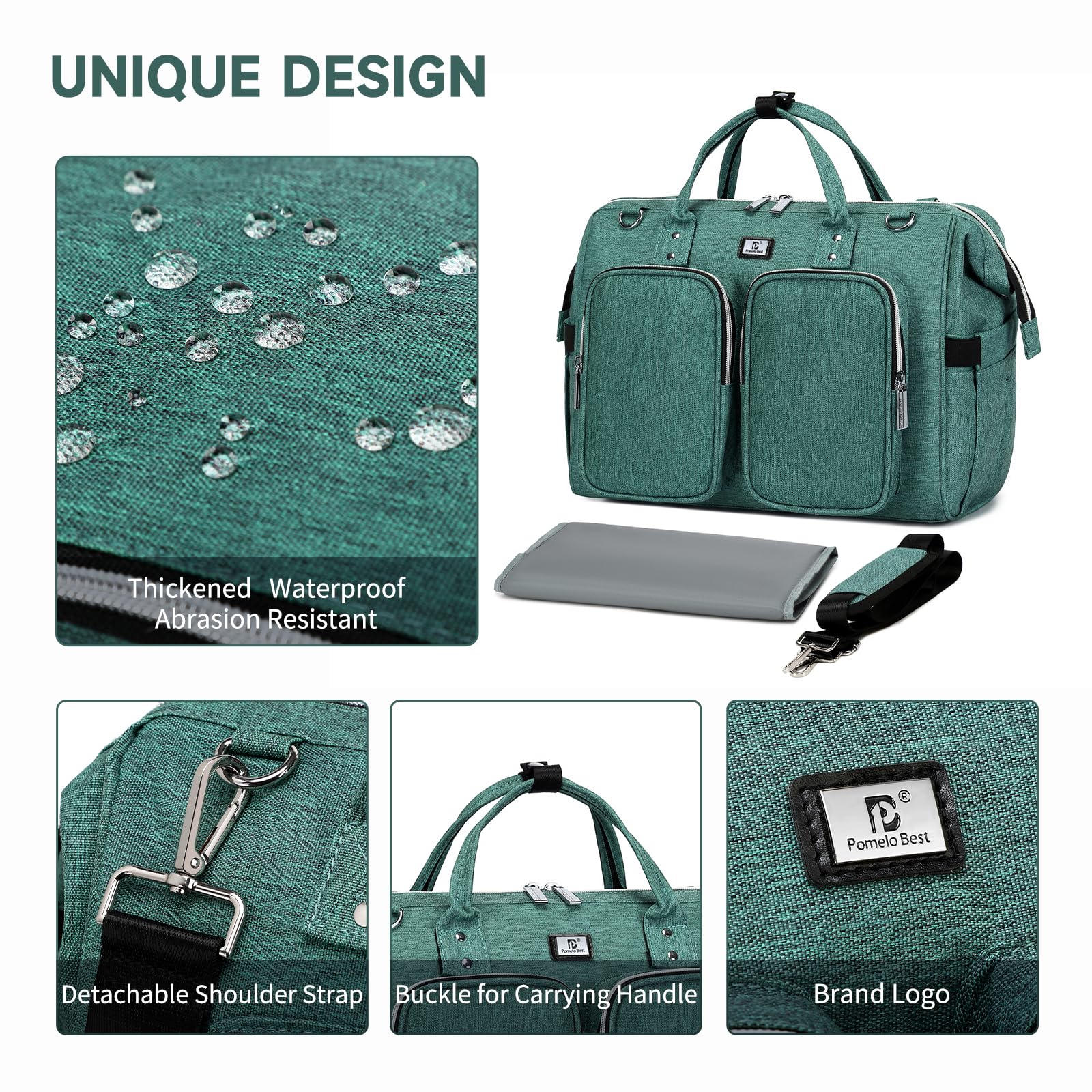 Large Unisex Diaper Bag Backpack with Changing Pad & Stroller Straps - Stylish Baby Travel Tote for Parents (Green) | Perfect for Daycare, Outings & Family Trips