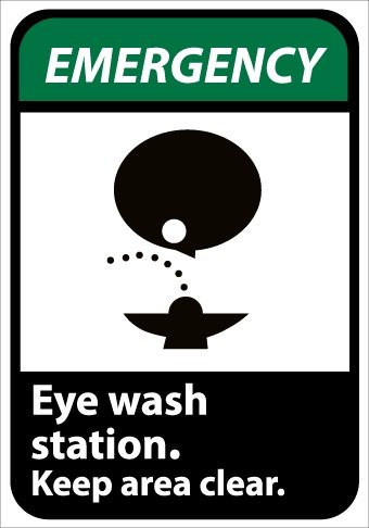 NMC EGA4R Emergency Eye Wash Station Sign - Pack of 50 - OSHA Compliant Safety Signage for Laboratories & Workplaces