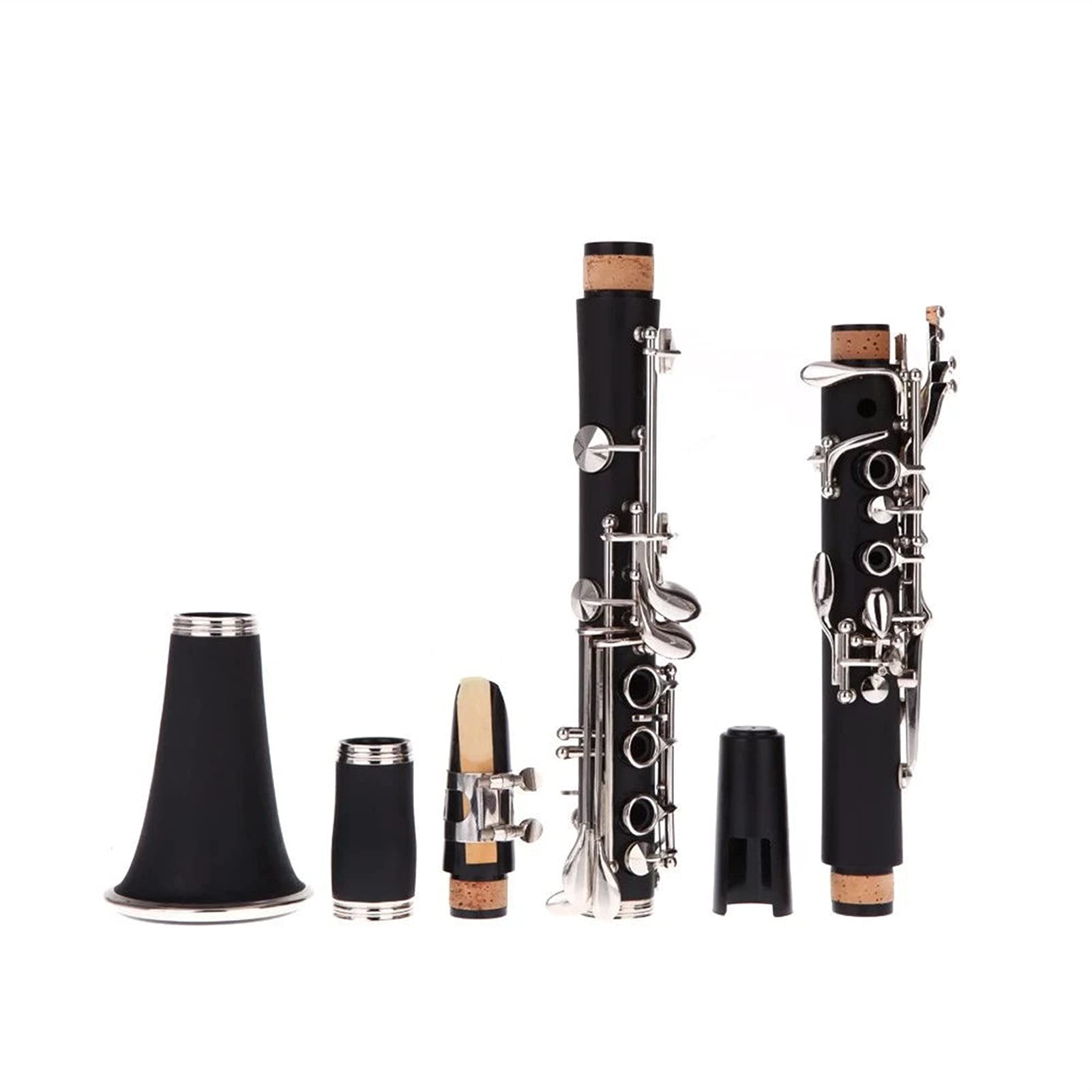 Professional 17-Key Bb Flat Soprano Bakelite Clarinet for Students - Nickel Plated with Cleaning Kit & 10 Reeds | Perfect for School Bands, Beginners & Woodwind Instrument Practice