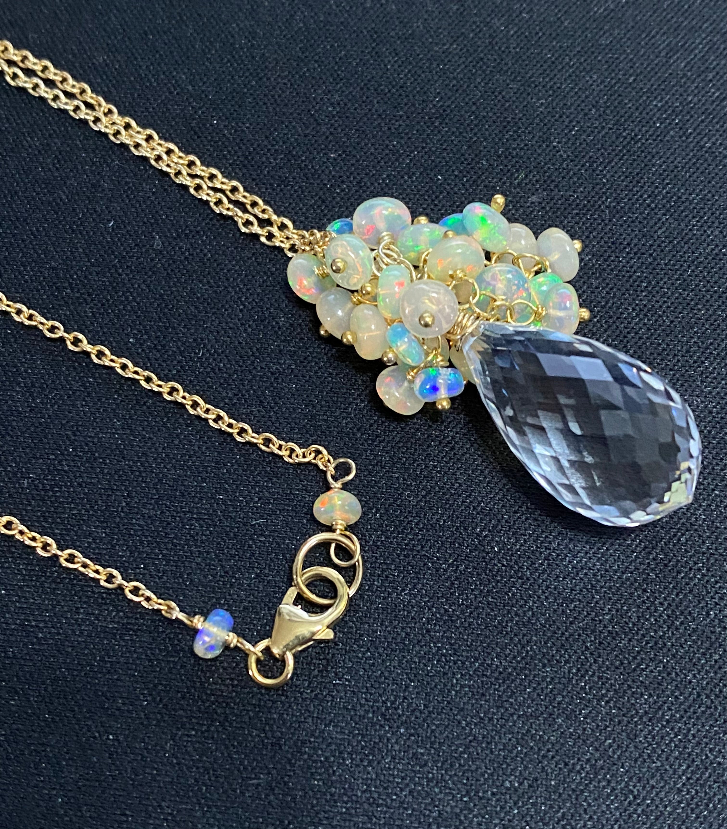 Natural Clear Crystal Quartz Opal Cluster Pendant Necklace for Women - Elegant Boho Jewelry Gift for Birthday, Wedding & Special Occasions