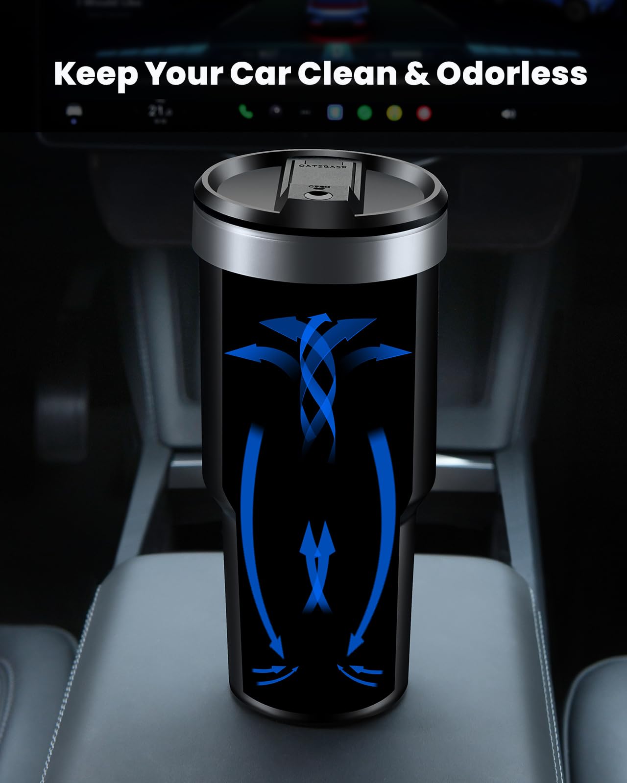 Mini Car Trash Can with Lid & 45 Trash Bags - Small Cup Holder Garbage Bin for Front Seat, Vehicle Accessories for Men & Women - Perfect for Road Trips, Commuting & Keeping Your Car Clean (Black)