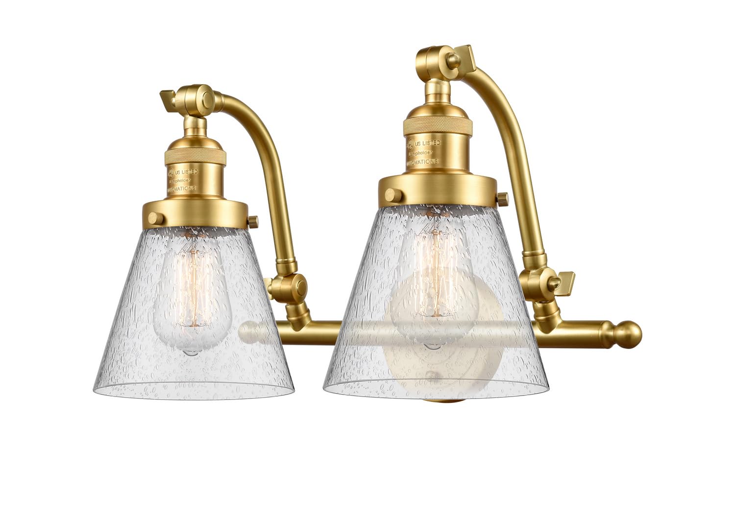515-2W-SG-G64-LED Small Cone 2 Light Bathroom Vanity Light Fixture - Perfect for Modern Bathroom, Powder Room & Dressing Area Lighting