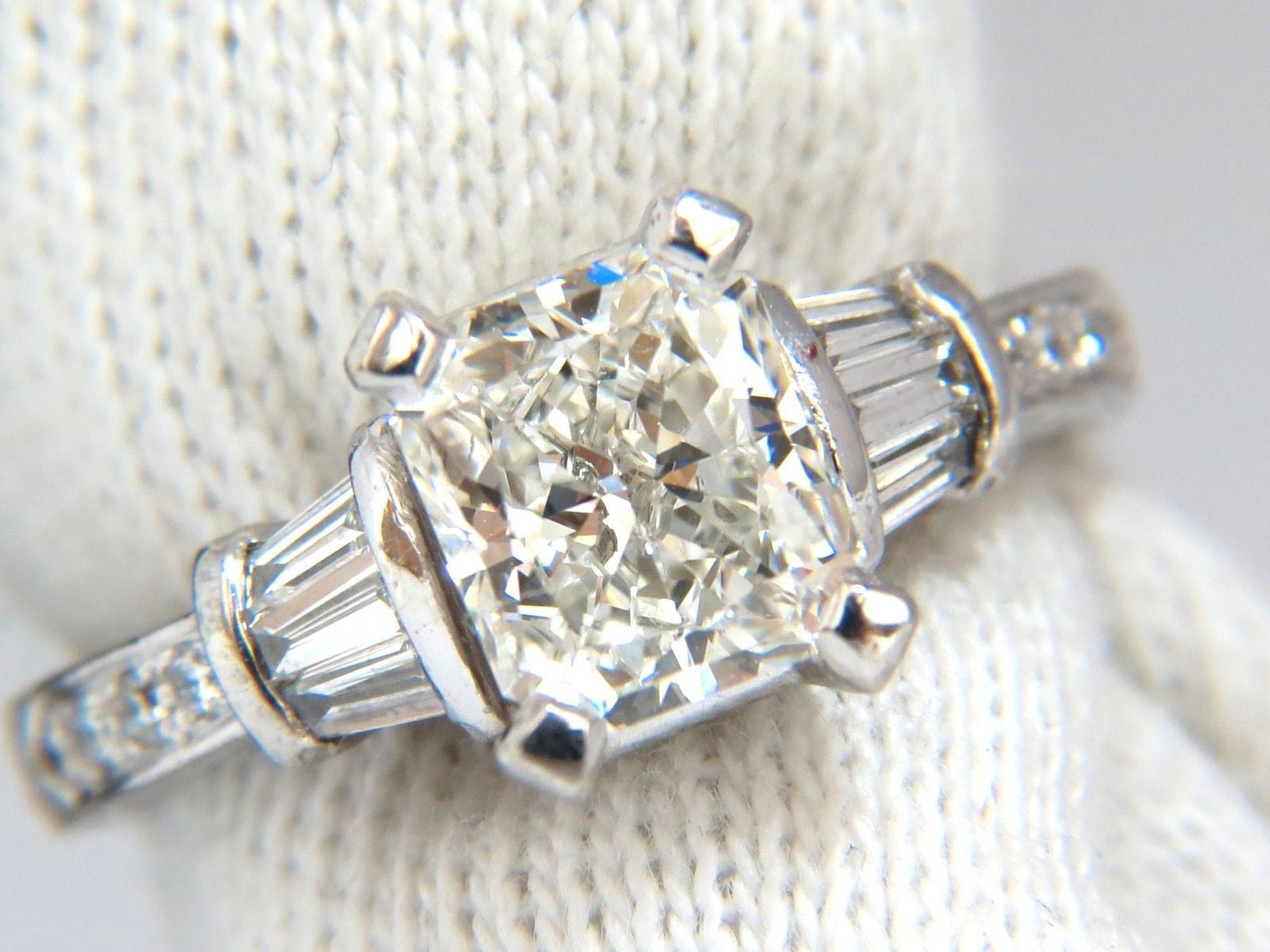 GIA Certified 2.00 Carat Cushion Cut Diamond Ring - G Color VVS2 Clarity in Platinum Setting with Classic Baguette Accents | Elegant Engagement & Wedding Jewelry for Special Occasions