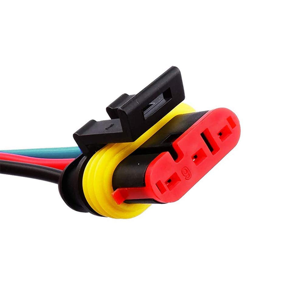 QitinDasen 4Pcs 3-Pin Waterproof Car Electrical Connectors - 16AWG for Auto, Truck & Marine Use