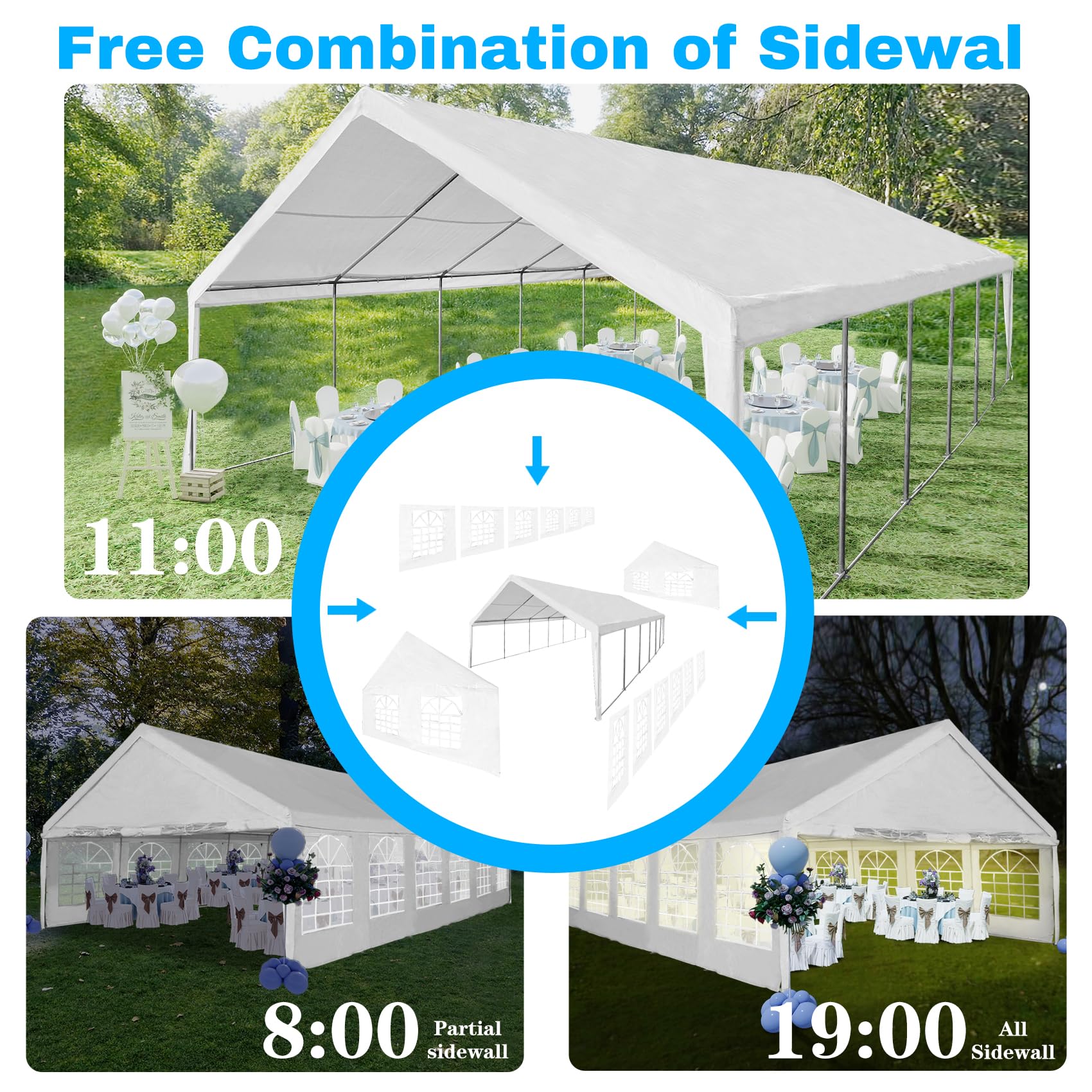 20x40Ft Heavy Duty Party Tent - Outdoor Canopy Tent for Weddings, Events & Carports - Waterproof Gazebo with Storage Bags - Perfect for Backyard Parties, Camping & Outdoor Gatherings