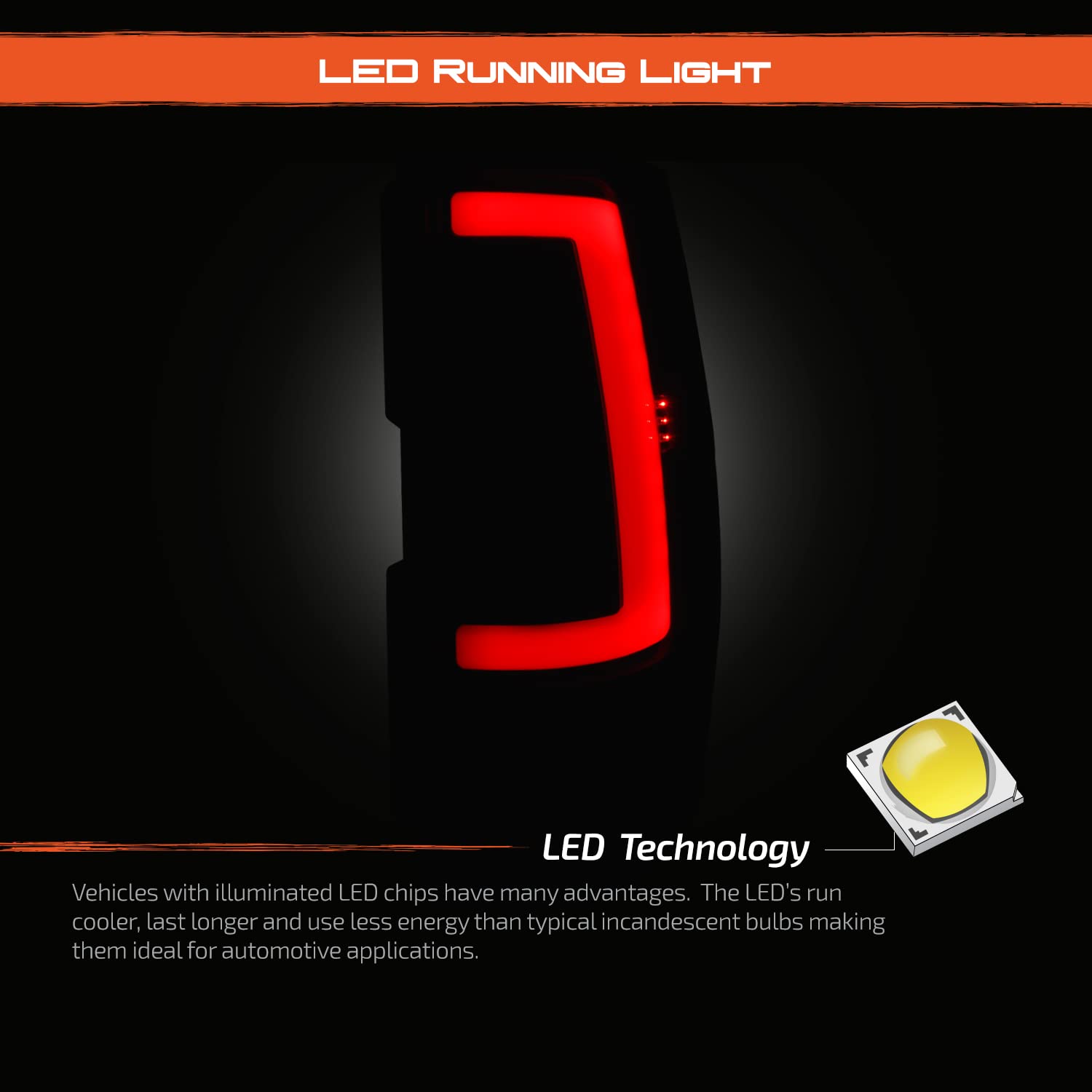 AKKON Full LED C-Tube DRL Running Signal Black Tail Brake Lights Pair - Compatible with 2007-2014 Chevy Suburban, Tahoe & GMC Yukon XL - Upgrade Your Ride with Stylish & Bright Lighting for Night Driving & Enhanced Safety
