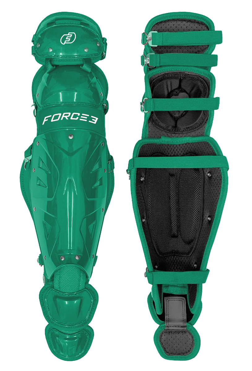 FORCE3 Defender Catcher Leg Guards - Best Baseball Catcher Shin Guards for Youth & Adults - Perfect for Training, Games & Competitive Play
