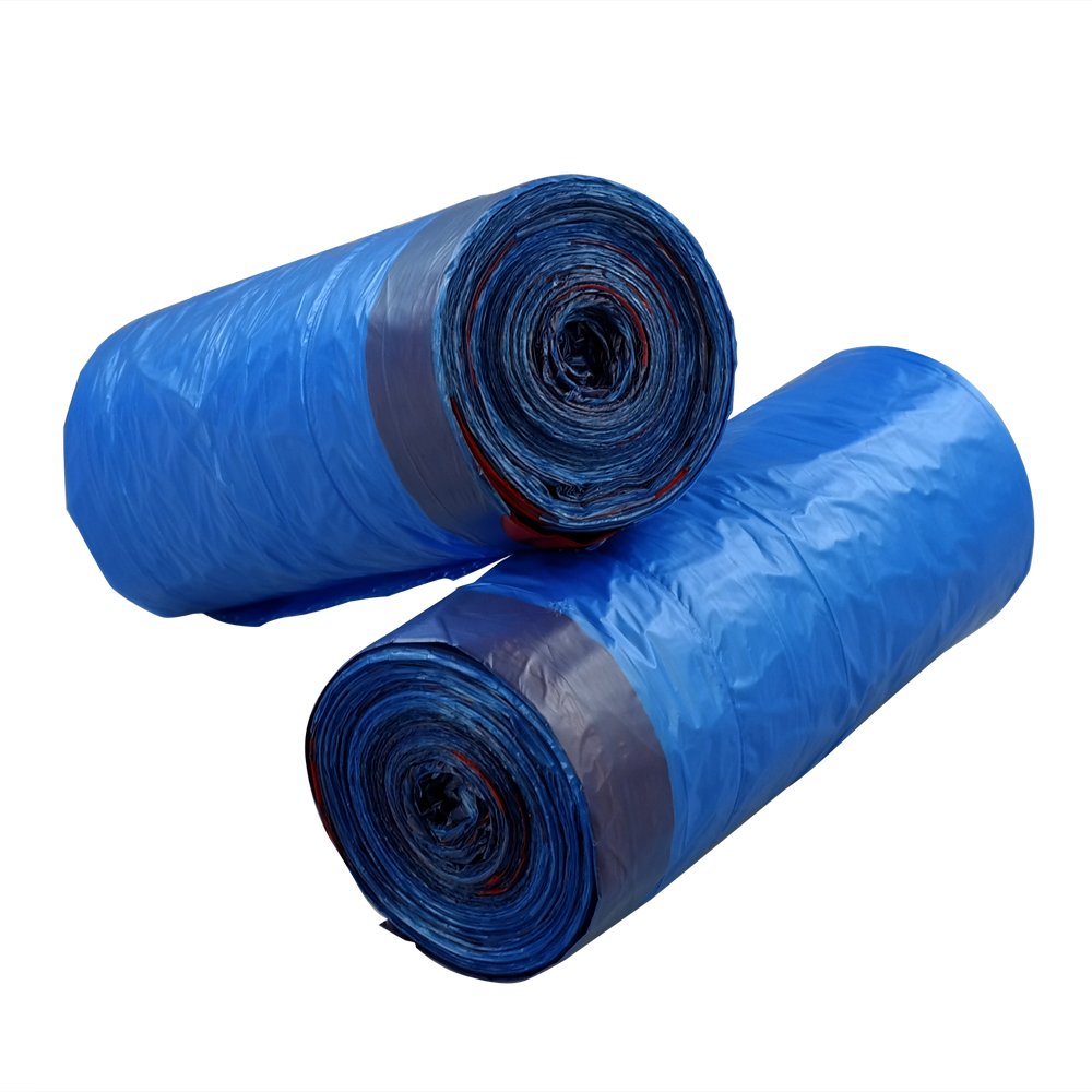 8 Gallon Drawstring Trash Bags - Heavy Duty Blue Garbage Bags for Kitchen, Bathroom & Outdoor Use | Leakproof & Tear Resistant