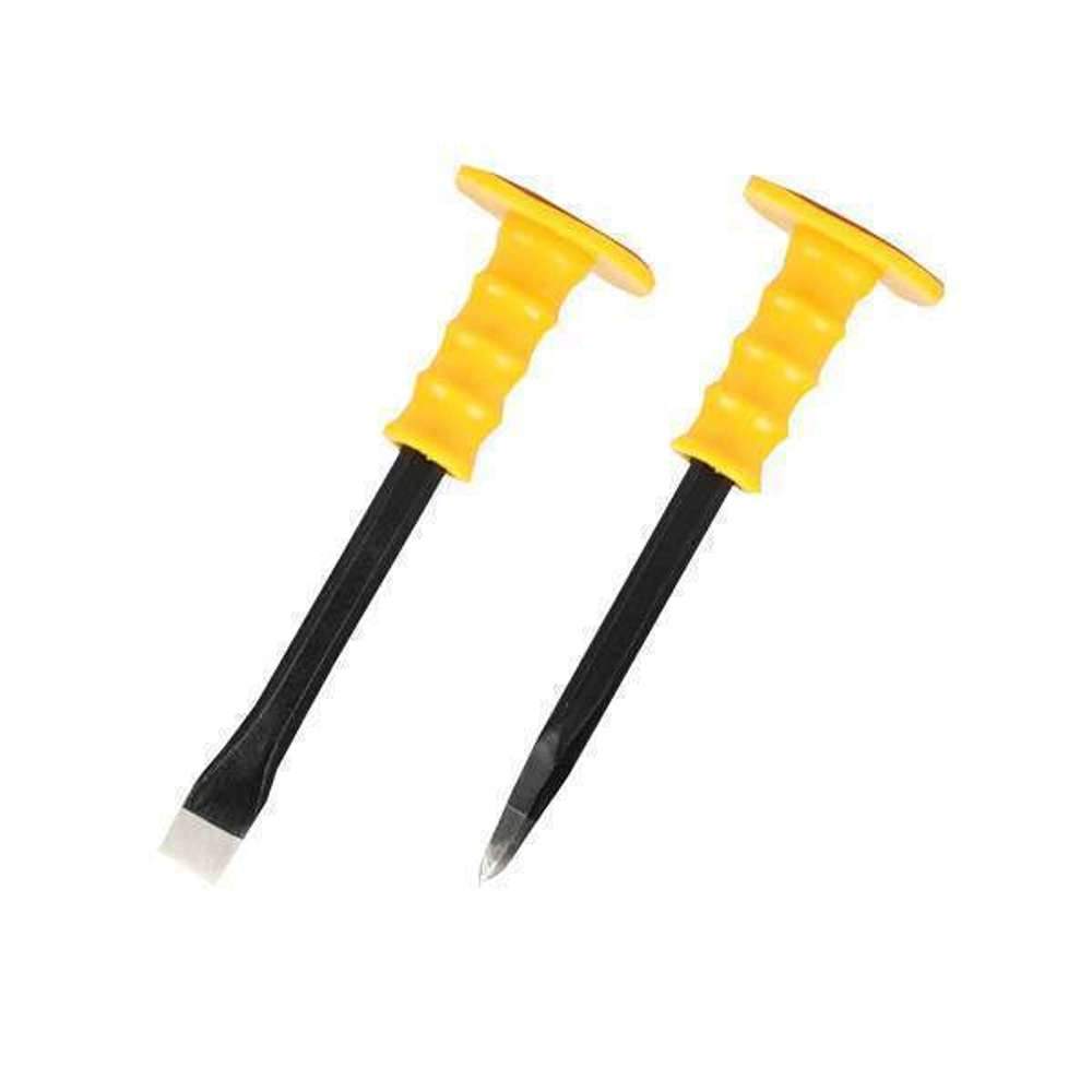 Anchor Hex Cold Chisel with Rubber Grip - 200 x 20mm Heavy Duty Steel Chisel for Metalworking, Masonry, and Demolition - Perfect for Construction, Auto Repair, and DIY Projects