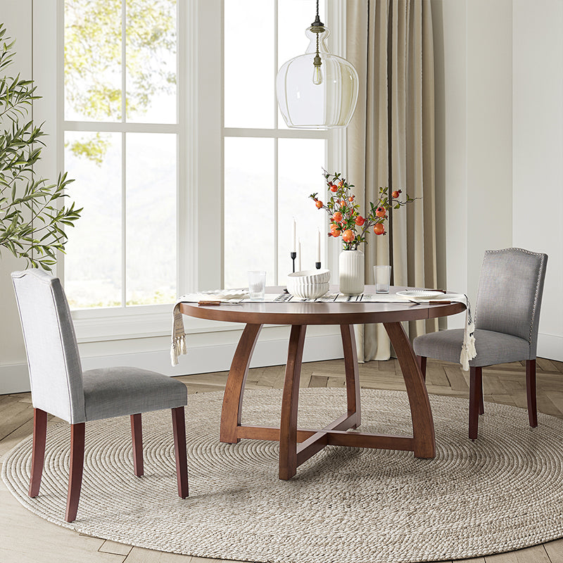 Sherry 54 Inch Solid Wood Round Dining Table - Rustic Farmhouse Style for Kitchen, Dining Room & Outdoor Patio