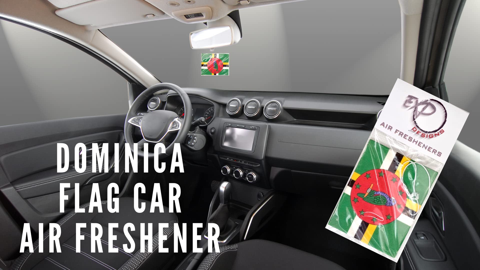 Dominica Flag Air Freshener for Car & Home - Caribbean Scented Car Accessories | Perfect for Travel Lovers & Island Decor