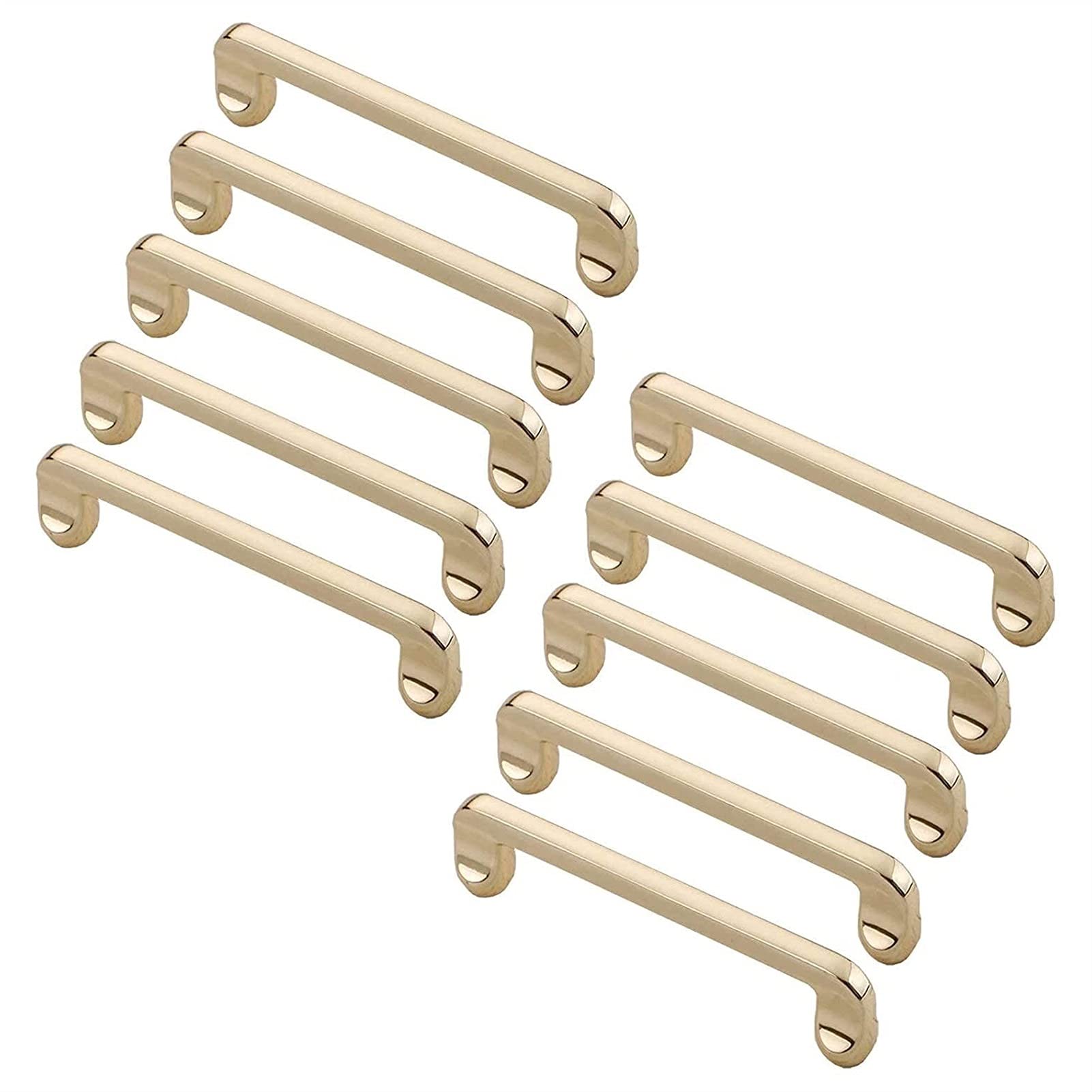 Modern European Style Drawer Knobs - 10 Pack Golden Cabinet Pull Handles for Dresser, Cupboard, Kitchen & Bathroom (96mm Hole Distance) - Perfect for Home Renovation & Furniture Upgrade
