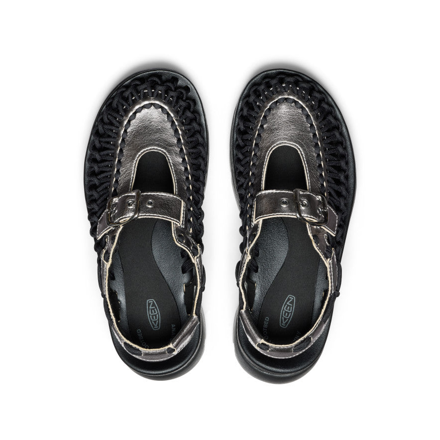 Unisex UNEEK PLT Mary Jane Sneakers - Silver & Black | Comfortable Casual Shoes for Walking, Work & Everyday Wear