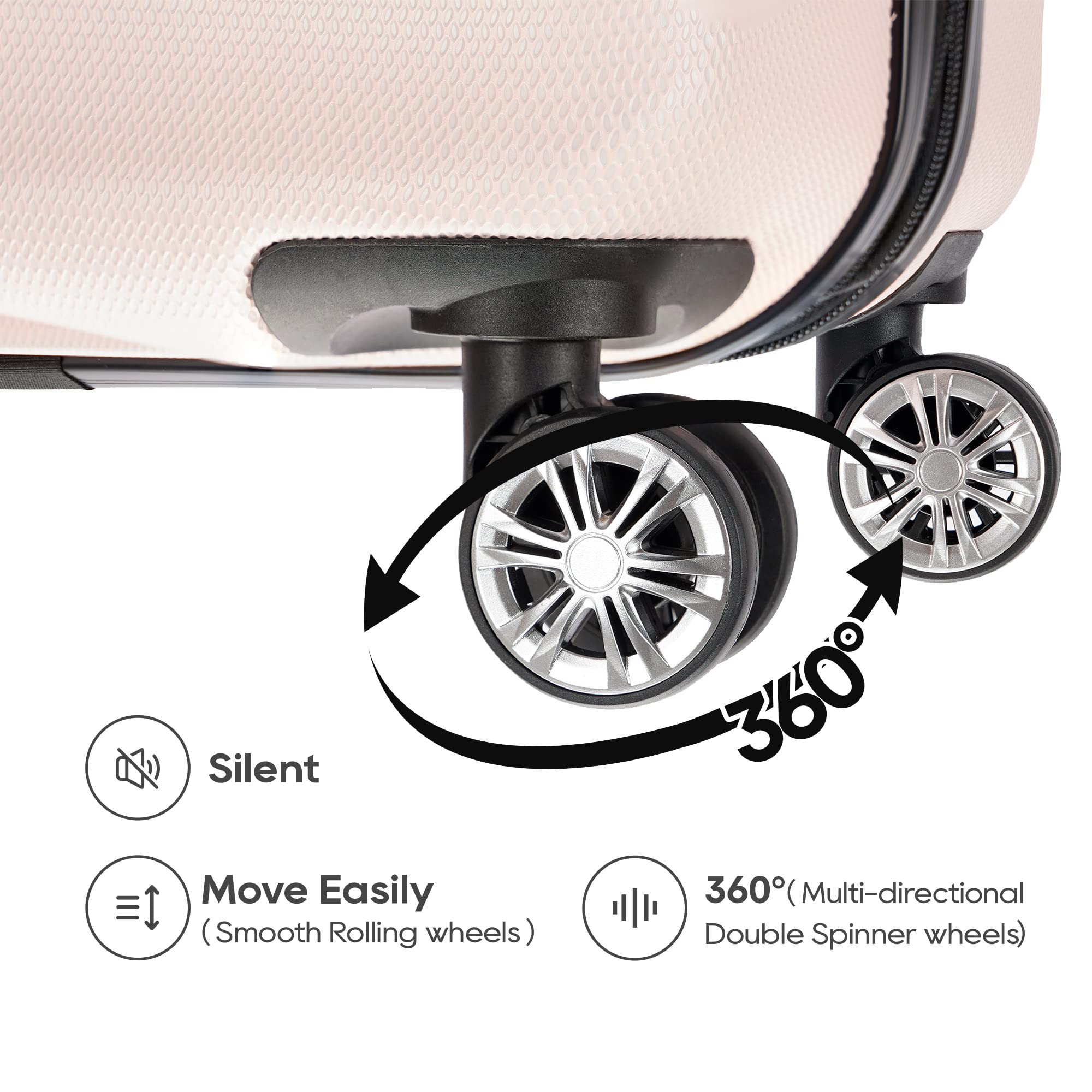 3-Piece Expandable ABS Hardshell Luggage Set with Spinner Wheels & TSA Lock - 20/24/28 Inch Carry-On Suitcases for Family Travel (White & Brown) - Perfect for Air Travel, Business Trips & Vacation Getaways
