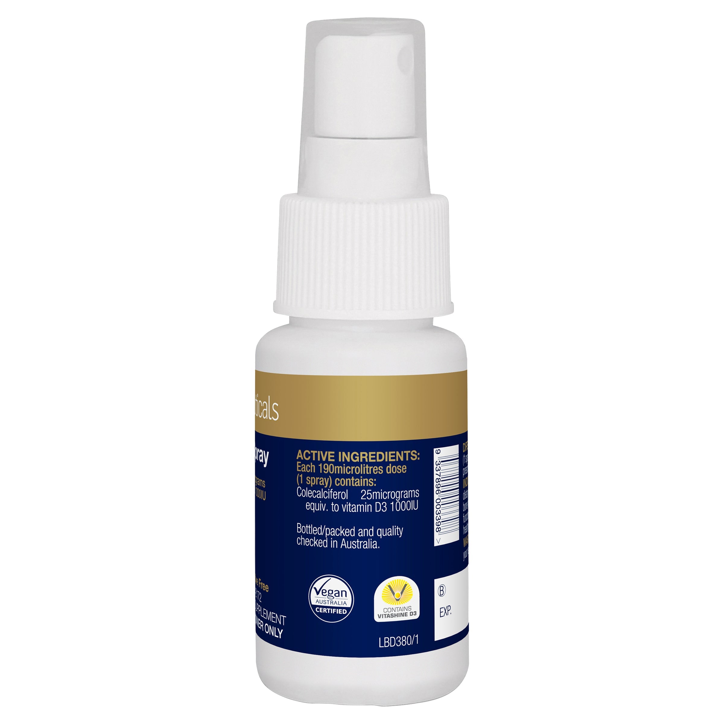 BioCeuticals Vegan Vitamin D3 Oral Spray Supplement - Supports Bone Health & Immune System - Easy-to-Use Spray for Adults & Kids at Home, Office or Travel