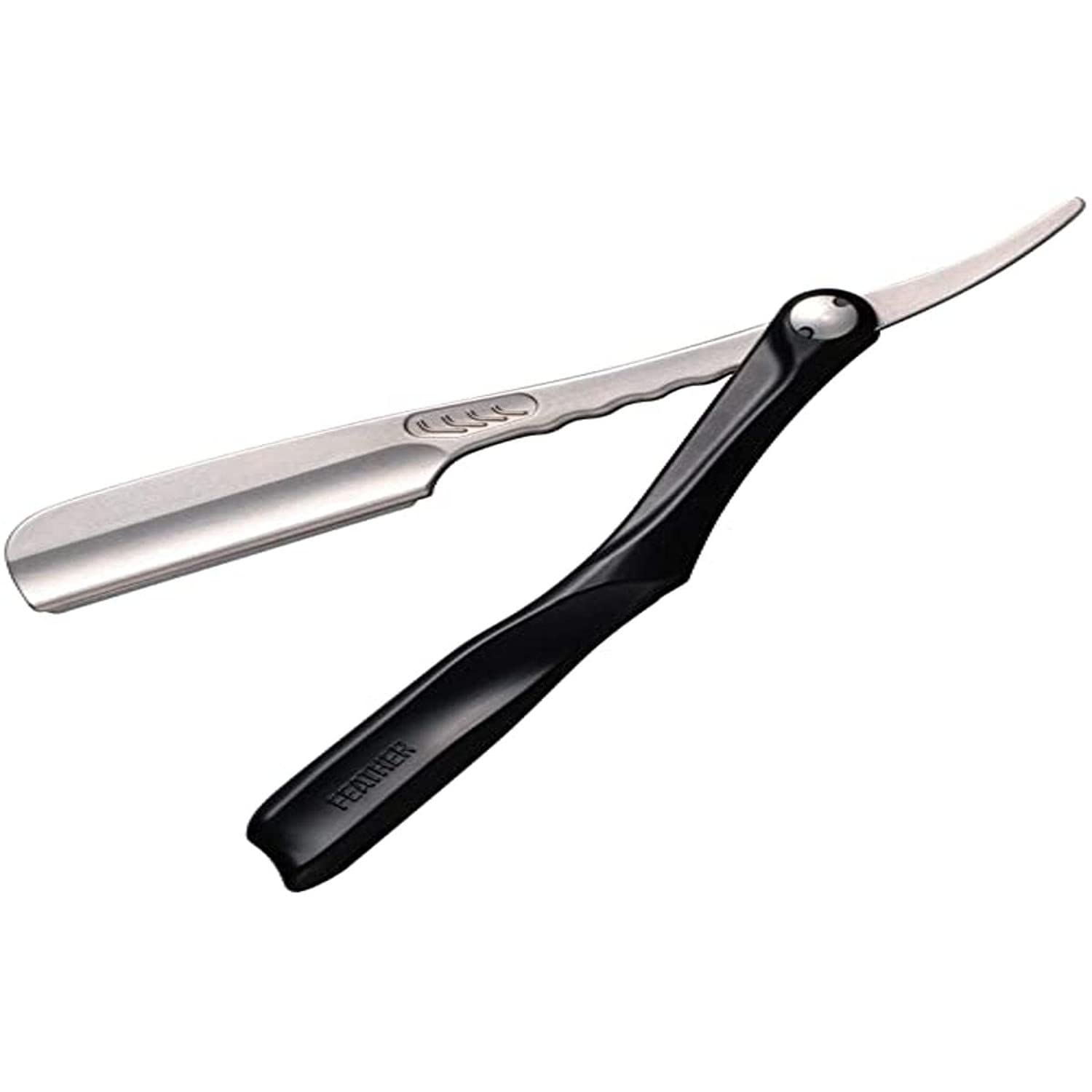 Feather Artist Club Black SS Folding Handle Razor - Professional Straight Edge Shaving Razor for Men - Perfect for Barbershops, Home Grooming & Travel Shaving Kits