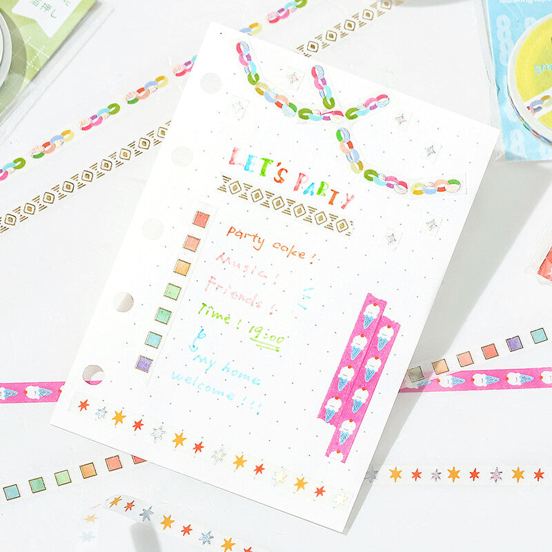 Basic Check Box Slim Washi Tape - Decorative Japanese Paper Tape for Scrapbooking, Journaling, Bullet Journals & DIY Crafts - Perfect for Gift Wrapping, Planner Decorations & Office Organization