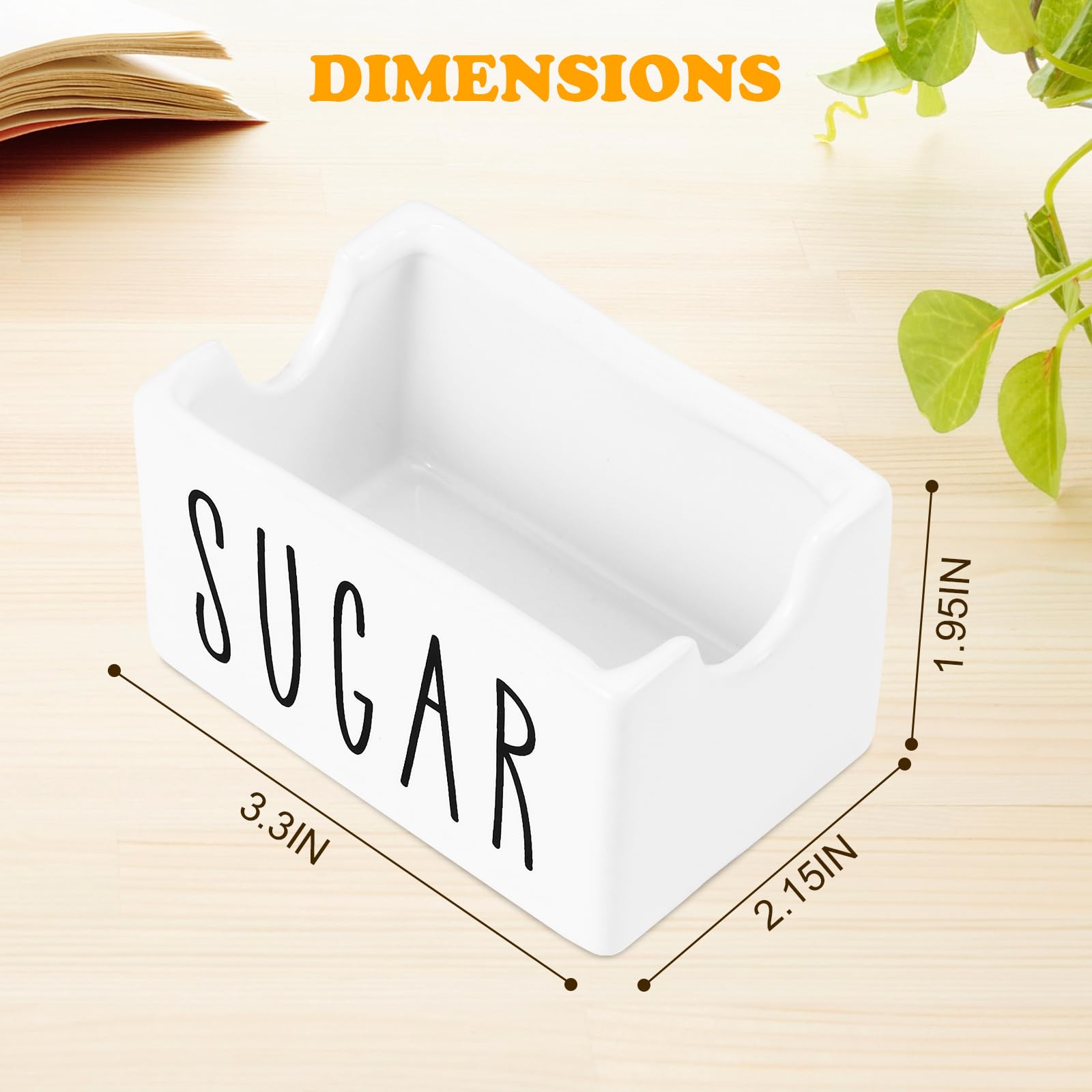 White Ceramic Sugar Packet Holder - Coffee Bar Sugar Dispenser for Table, Office, Hotel & Restaurant - Perfect for Organizing Sweeteners in Cafes, Break Rooms and Dining Areas