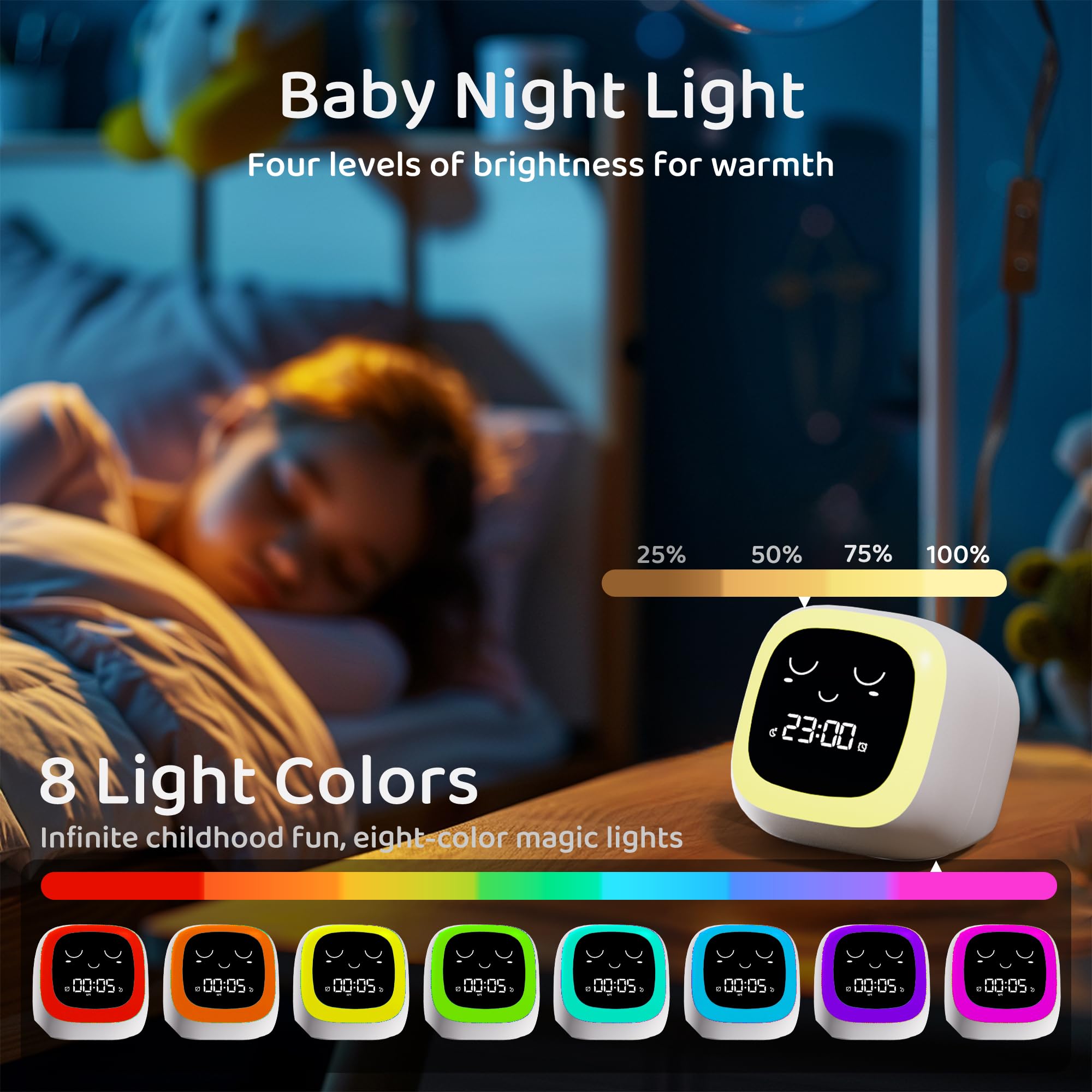 ANTOKING Kids Alarm Clock - Sleep Training Clock for Toddlers with Night Light & Sound Machine, Ok to Wake Clock for Boys and Girls, Nap Timer with Snooze Function | Perfect for Bedrooms, Nursery Rooms, and Daycare Centers