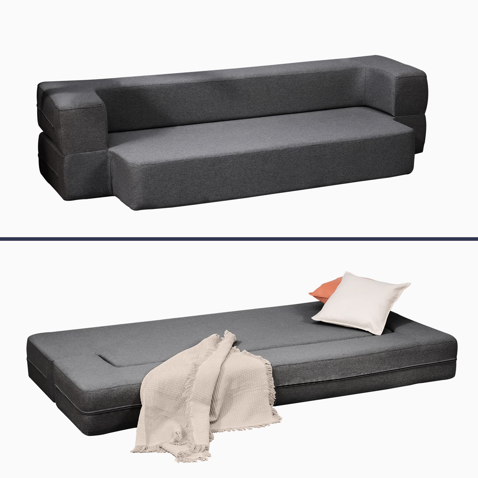 Twin Folding Sofa Bed with Memory Foam Mattress - 8.6