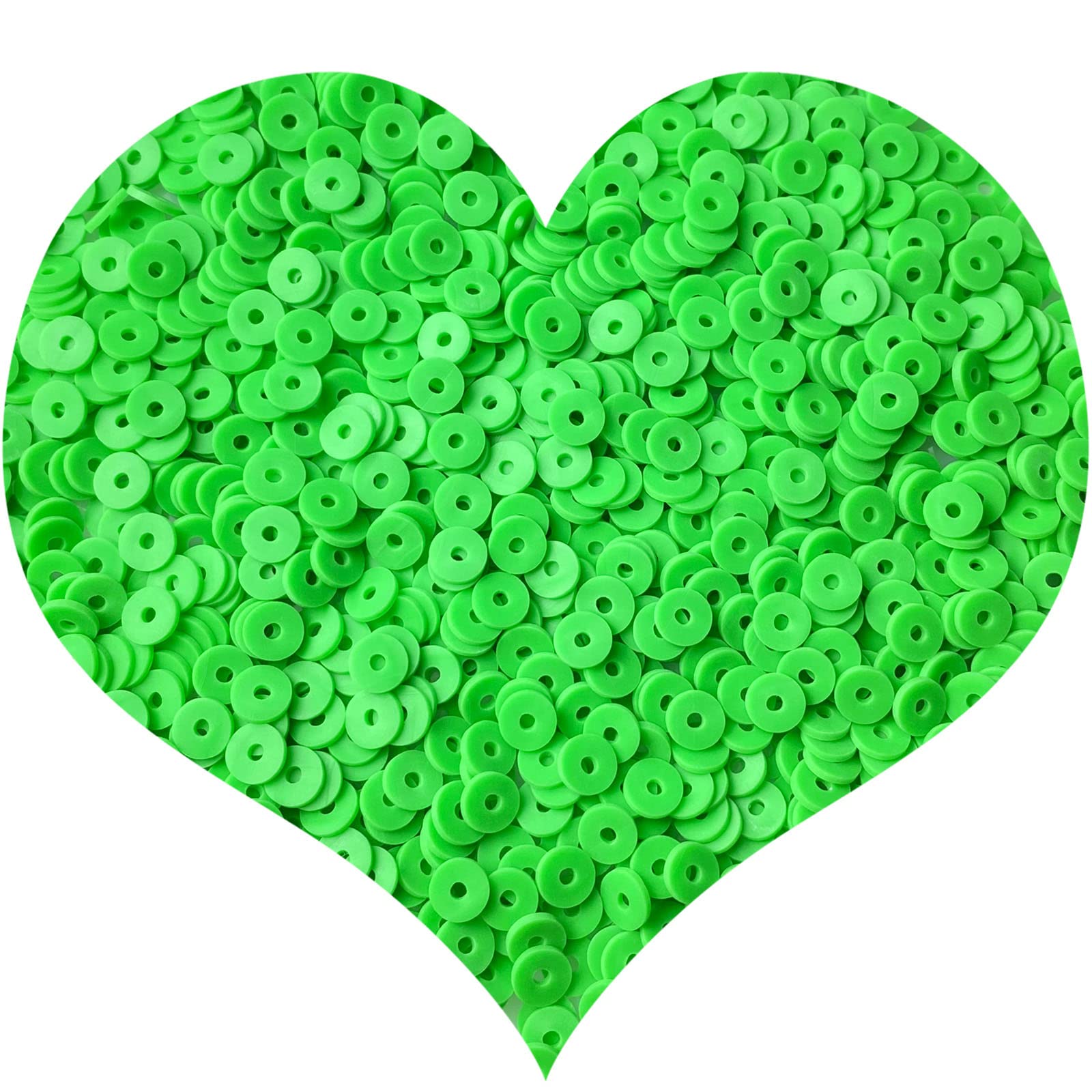 2000pcs Natural Green Polymer Clay Heishi Beads - Flat Round Beads for DIY Jewelry Making, Earrings, Bracelets & Necklaces - Perfect for Boho, Handmade & Craft Projects