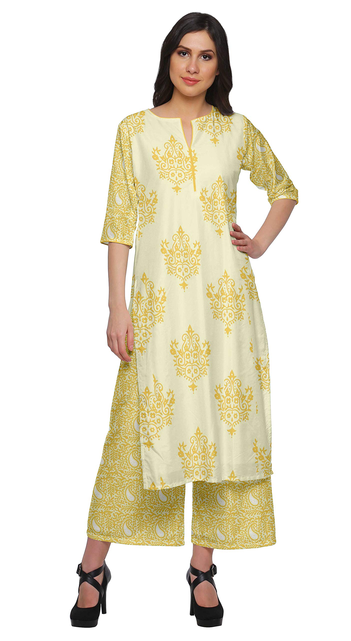 Stylish Moomaya Women's 2-Piece Palazzo Set | Flowy Ethnic Dress Outfit for Casual Wear | Perfect for Summer, Vacations & Boho Fashion