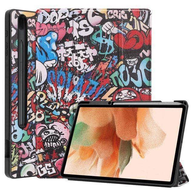 Ultra Lightweight Tri-Fold Stand Case for Samsung Galaxy Tab S7 Lite (T730/T735) - Perfect for Work, Travel, and Home Use