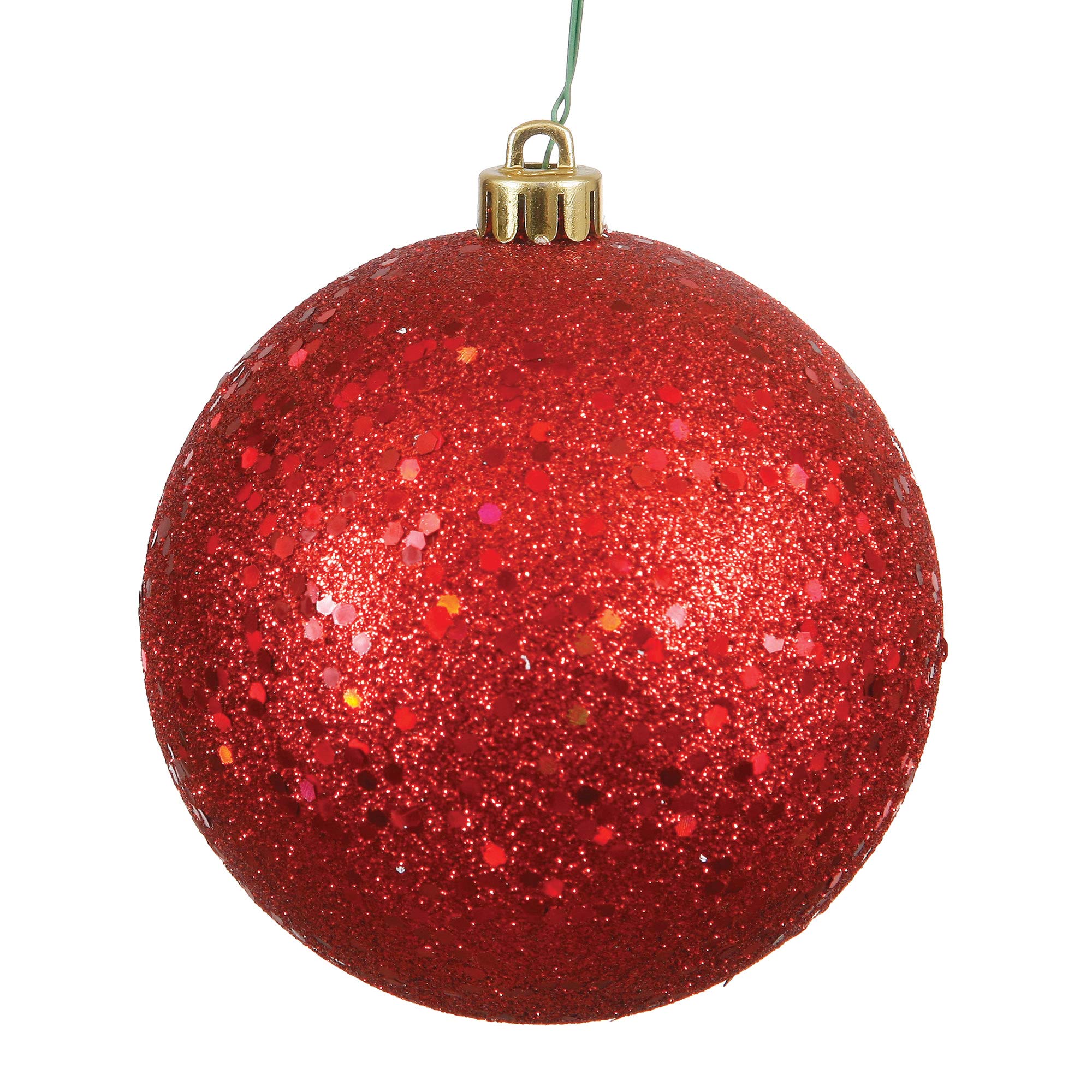 Vickerman 8-Inch Red Sequin Ball Ornament - Christmas Tree Decoration, Holiday Party Decor, Festive Home Accessory