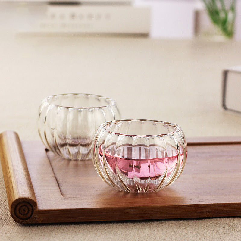 Premium Double Wall Glass Gongfu Tea Cup Set of 6 - Insulated Tea Tasting Cups for Hot/Cold Brews - Perfect for Chinese Tea Ceremony, Home Tea Party & Office Use