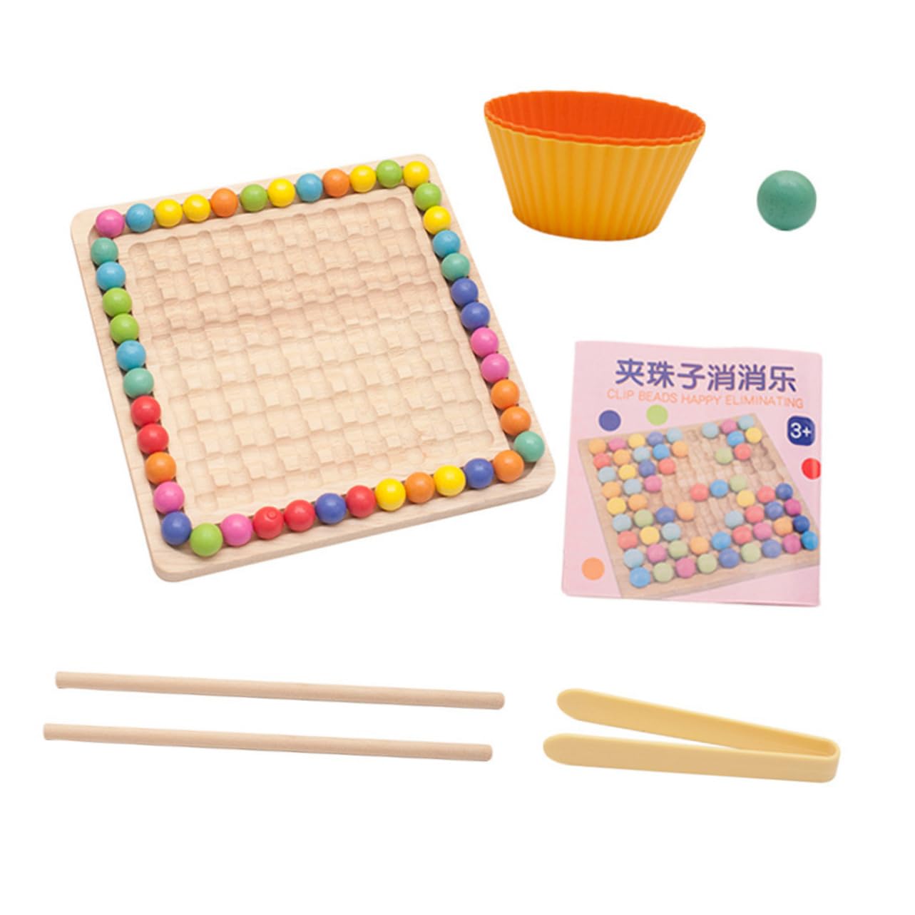 LABRIMP Wooden Counting & Stacking Learning Toy Set - Montessori Math Bead Game for Kids, Preschool Educational Clip Beads Puzzle for Concentration Training | Perfect for Classroom, Homeschool & Early Childhood Development