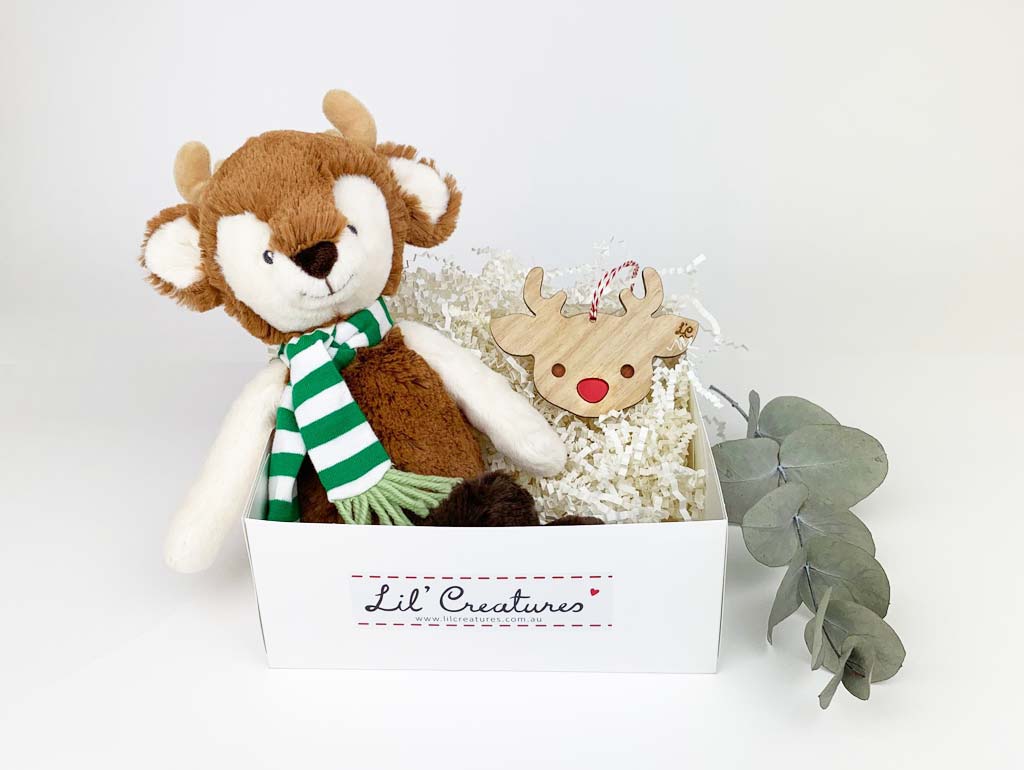 Personalized Baby Christmas Gift Box with Reindeer Design - Perfect for Newborns, Holiday Presents & Baby Showers
