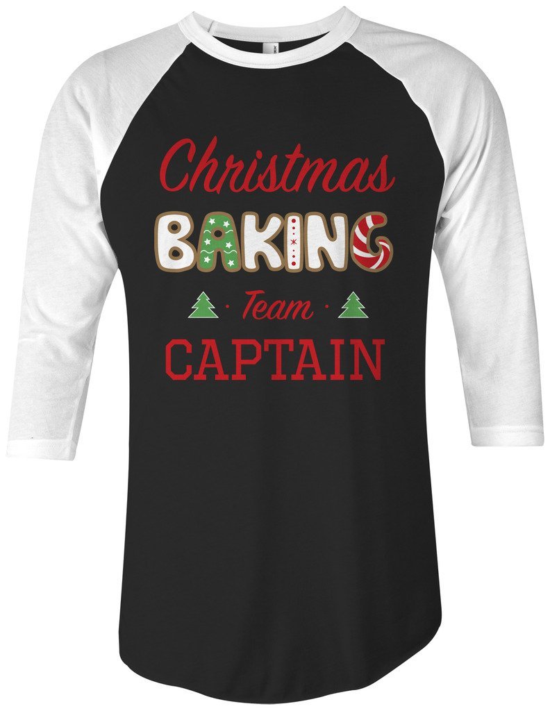 Threadrock Christmas Baking Team Captain Unisex Raglan T-Shirt | Holiday Cooking Crew Gift | Perfect for Baking Parties & Festive Gatherings